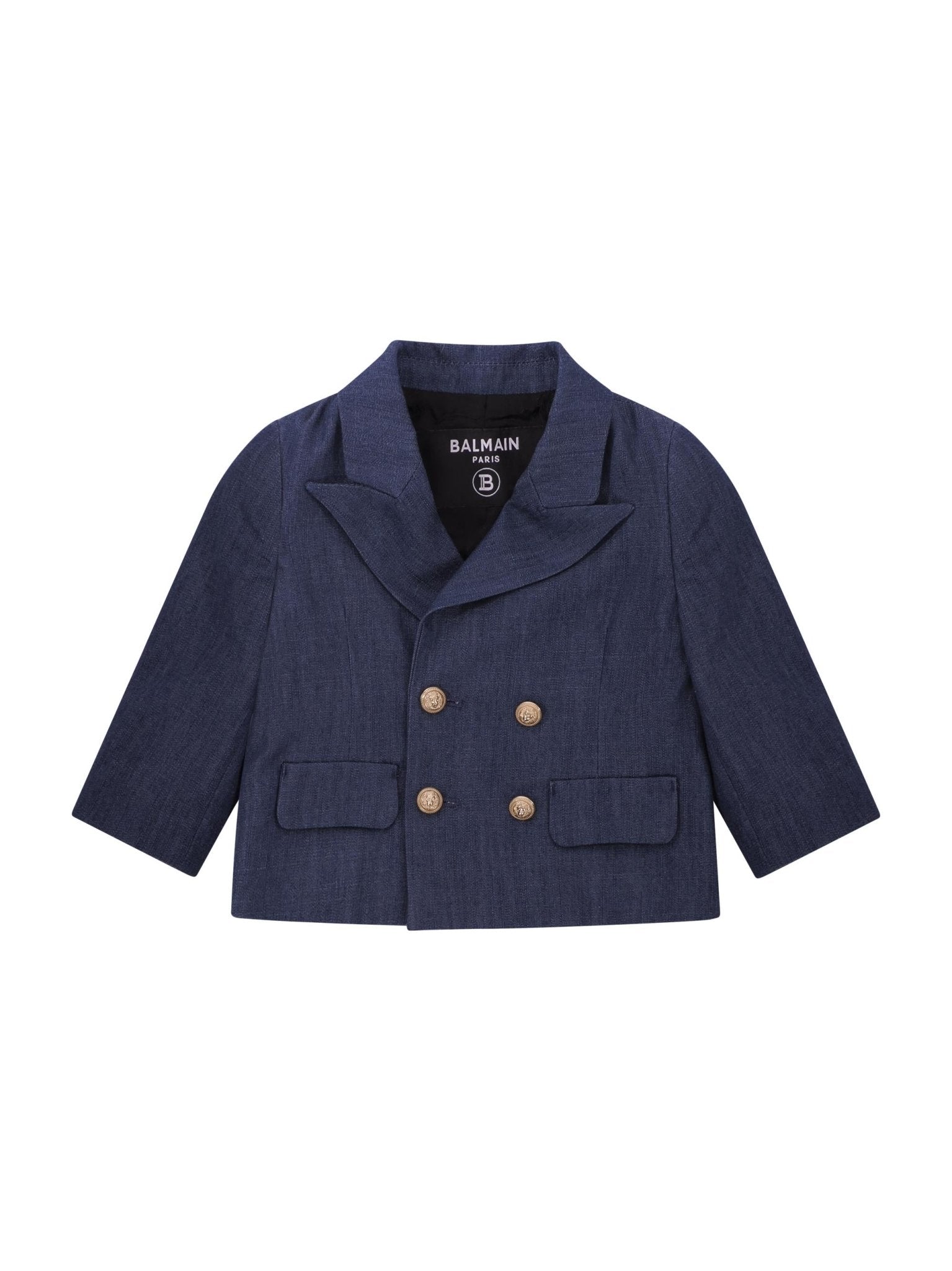 Blazer doppiopetto per neonato Balmain Kids blu con revers classici - Rubino Kids