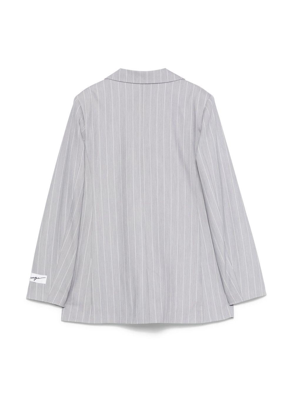 Blazer gessato per bambina MSGM Kids grigio con spacco centrale sul retro - Rubino Kids