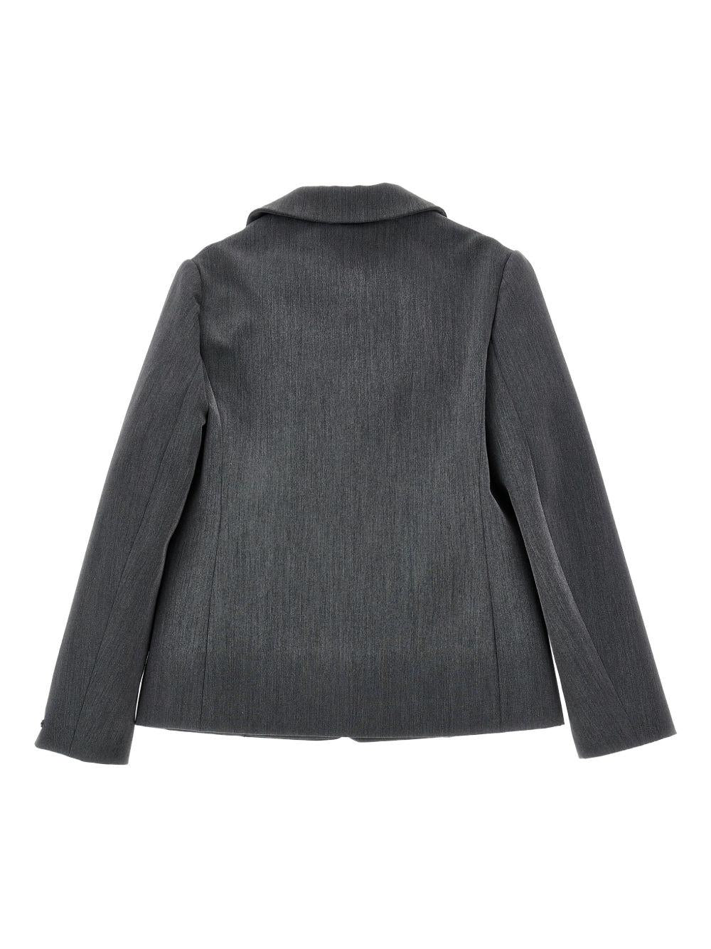 Blazer monopetto per bambina Monnalisa grigio con due tasche a filetto laterali - Rubino Kids