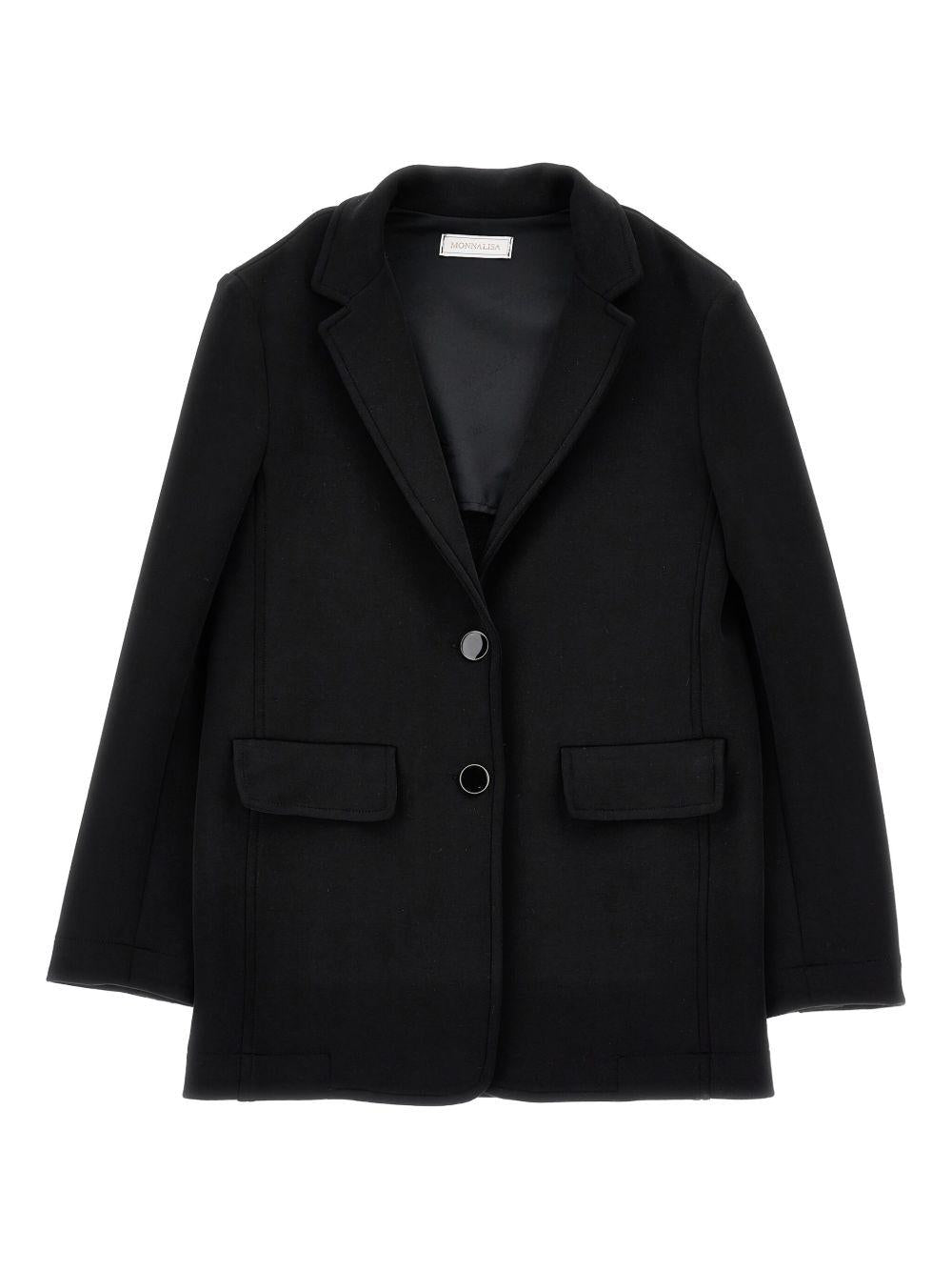 Blazer monopetto per bambina Monnalisa nero con revers classici - Rubino Kids