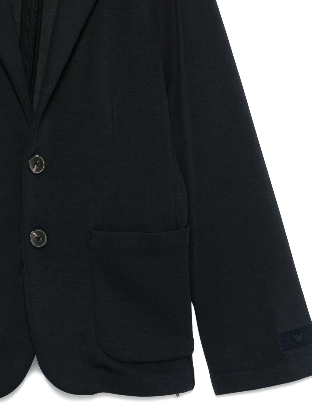 Blazer monopetto per bambino Emporio Armani Kids blu con tasche applicate - Rubino Kids