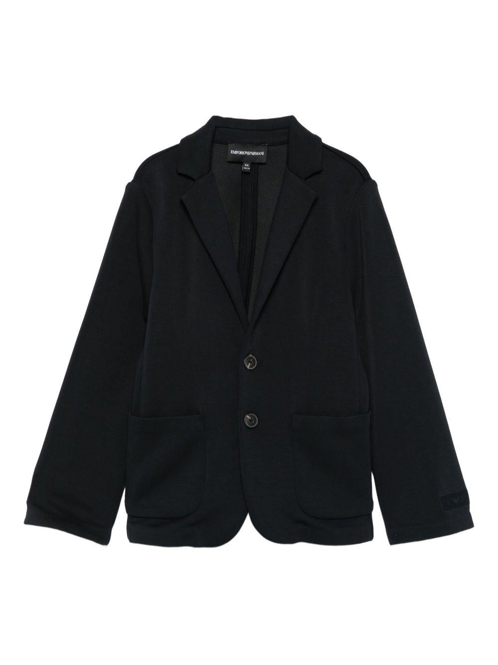 Blazer monopetto per bambino Emporio Armani Kids blu con tasche applicate - Rubino Kids