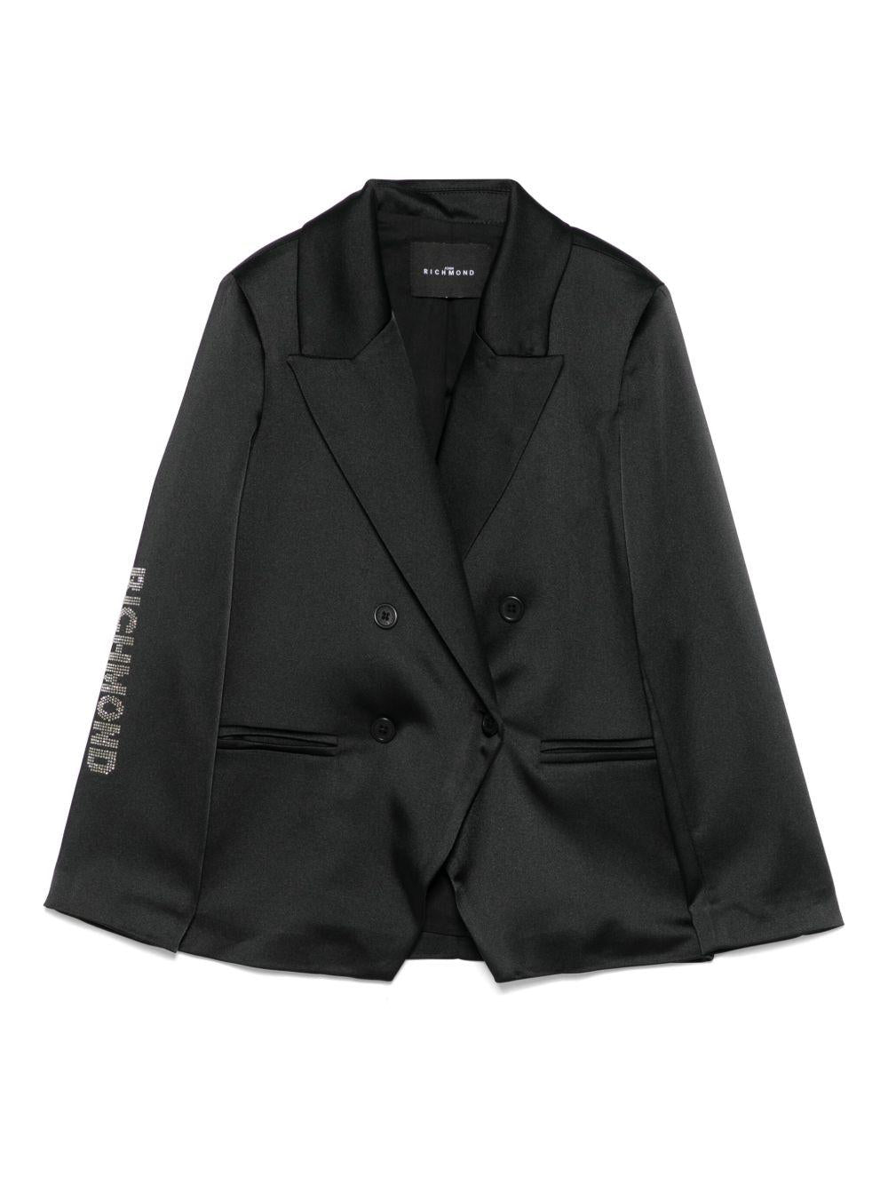 Blazer per bambina John Richmond Junior nero con logo di strass - Rubino Kids
