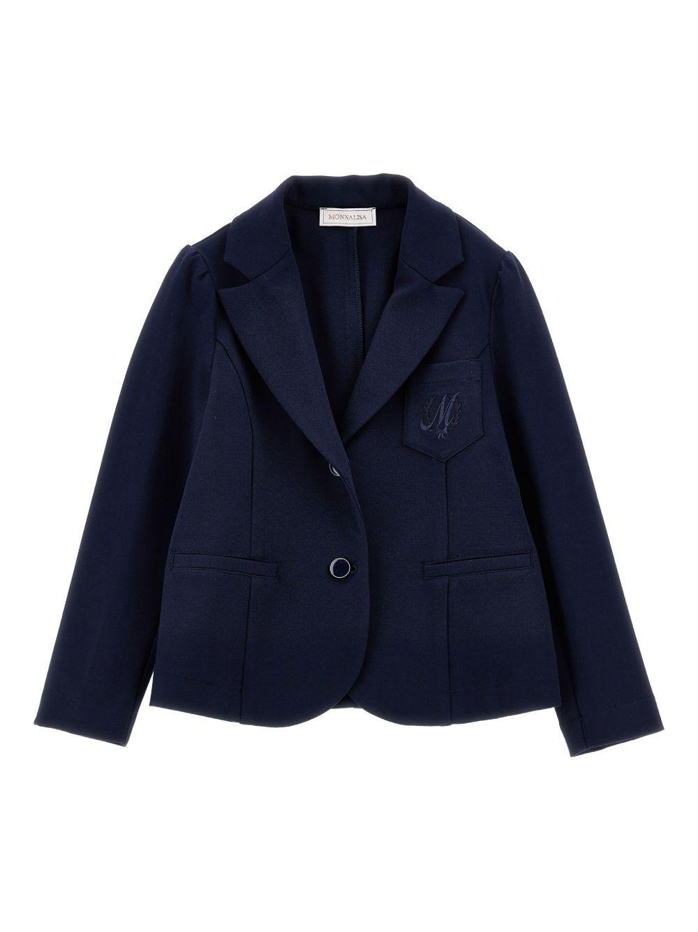 Blazer per bambina Monnalisa blu con revers classici - Rubino Kids