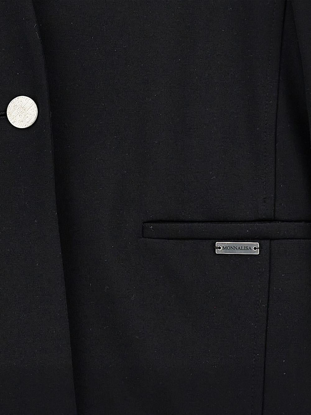 Blazer per bambina Monnalisa nero con tasche a filetto - Rubino Kids