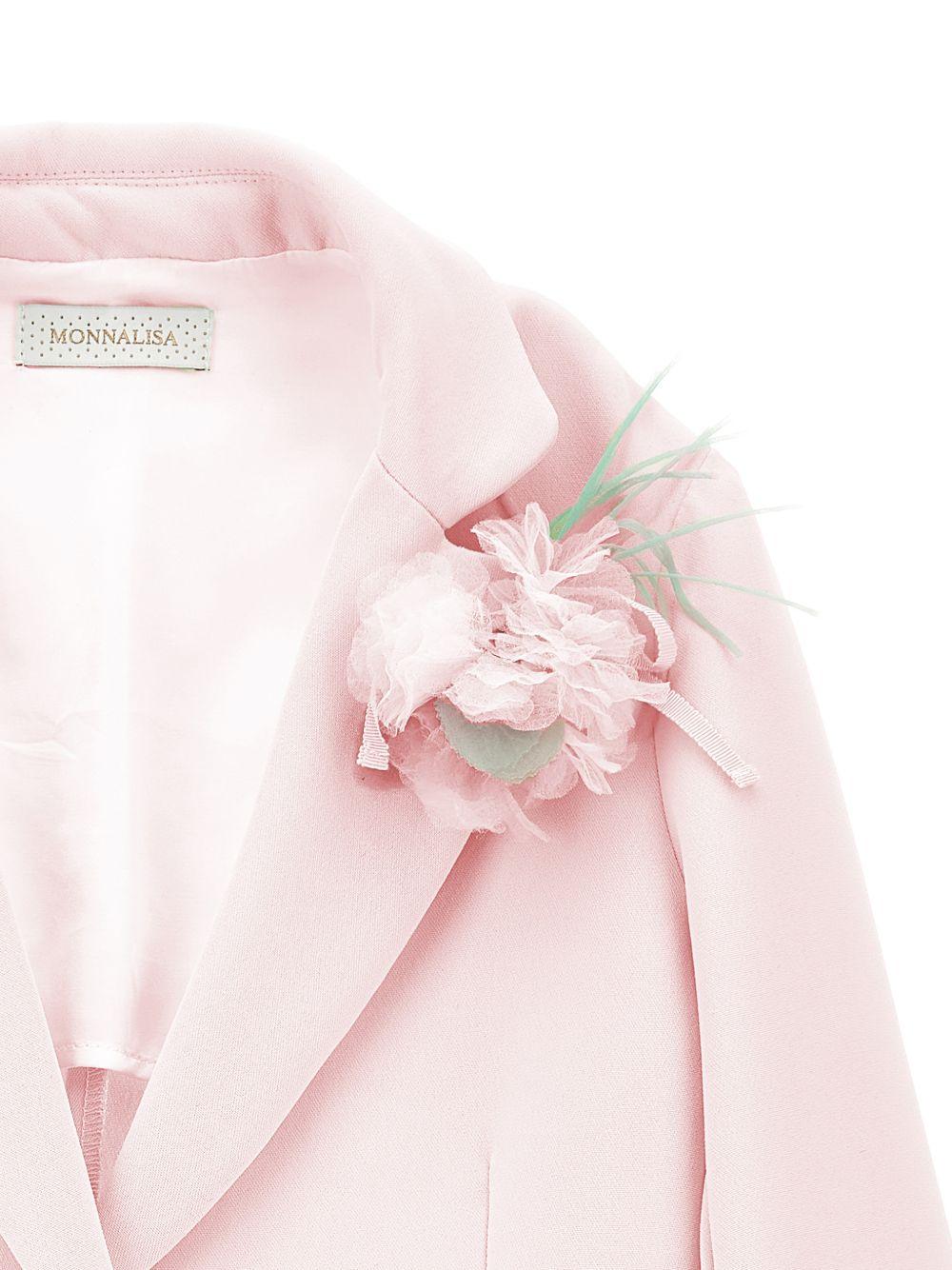 Blazer per bambina Monnalisa rosa con applicazione fiore - Rubino Kids