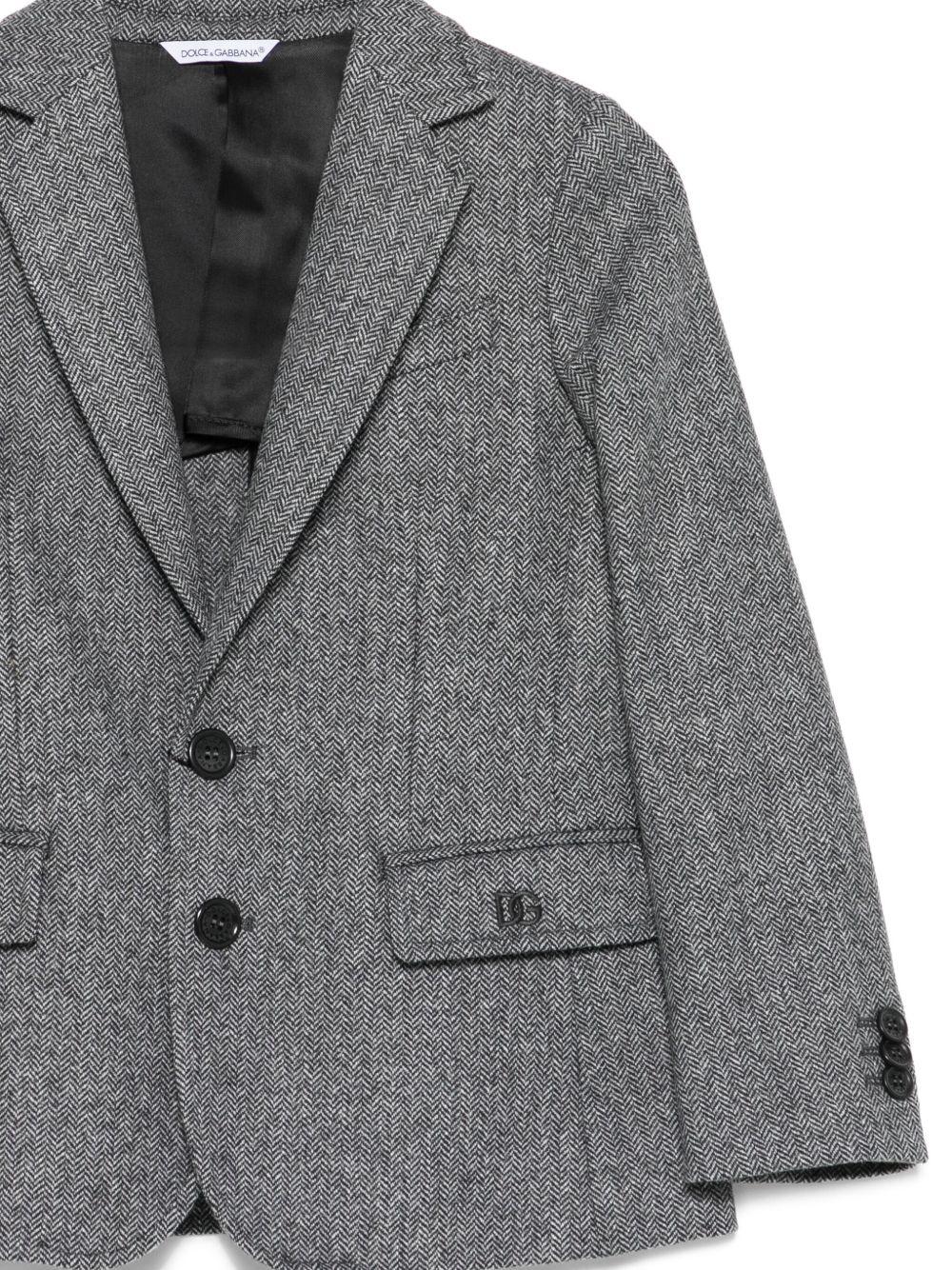 Blazer per bambino Dolce & Gabbana Kids grigio con motivo a spina di pesce - Rubino Kids