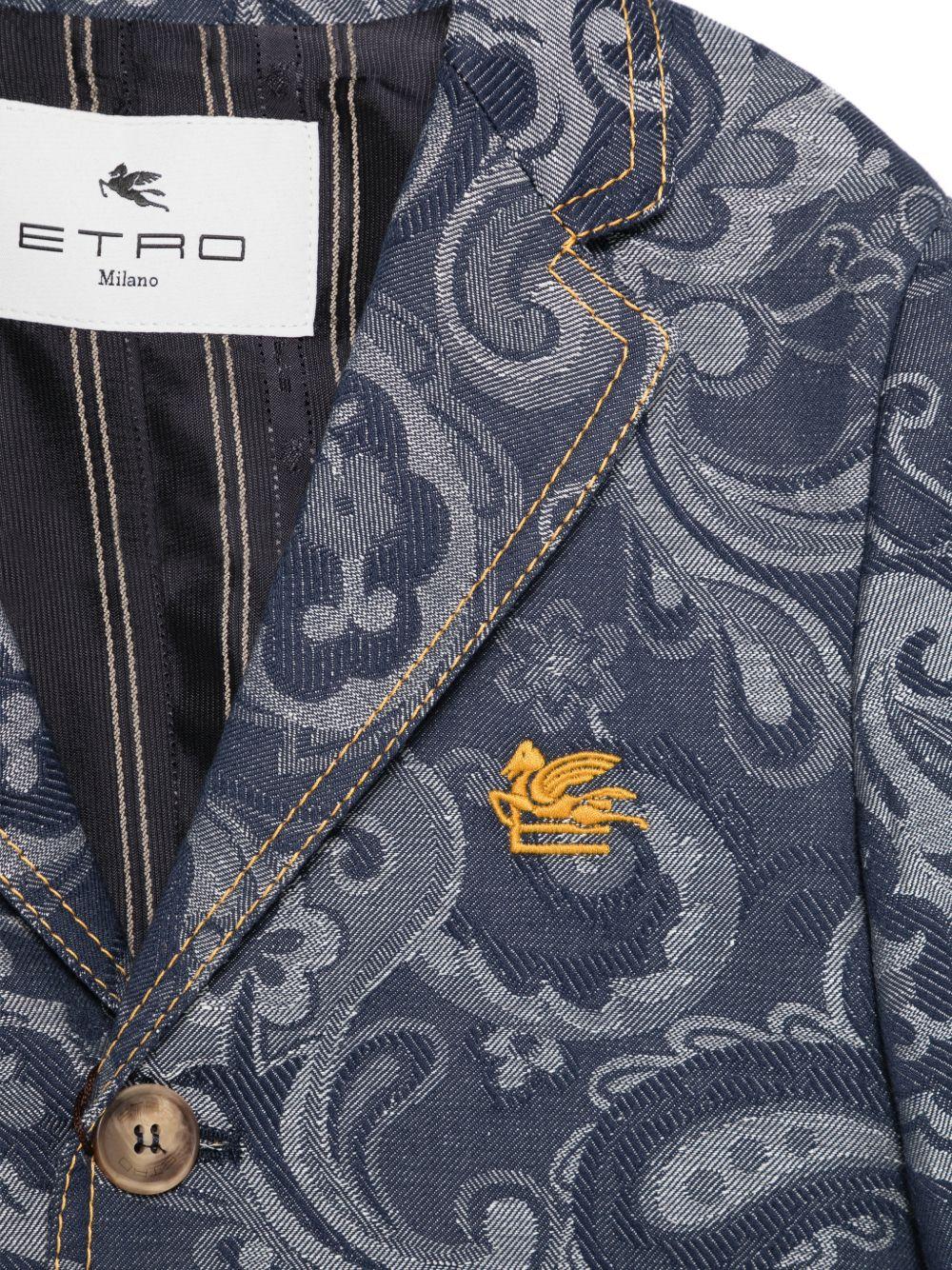 Blazer per bambino Etro Kids blu con stampa Paisley - Rubino Kids