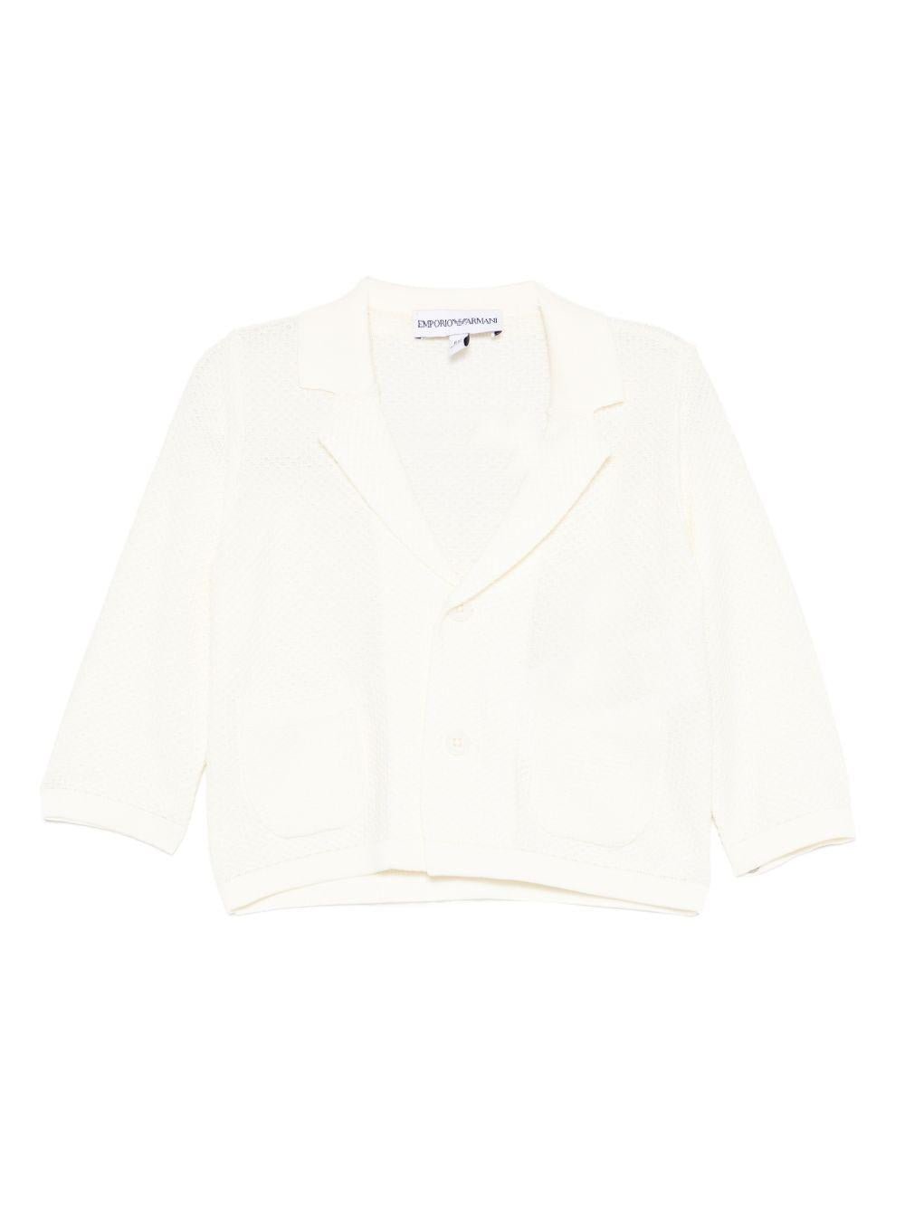 Blazer per neonato Emporio Armani Kids bianco a maniche lunghe - Rubino Kids