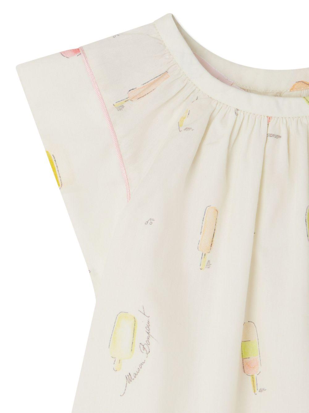 Blusa Alisia per neonata Bonpoint bianco con stampa grafica all - over - Rubino Kids