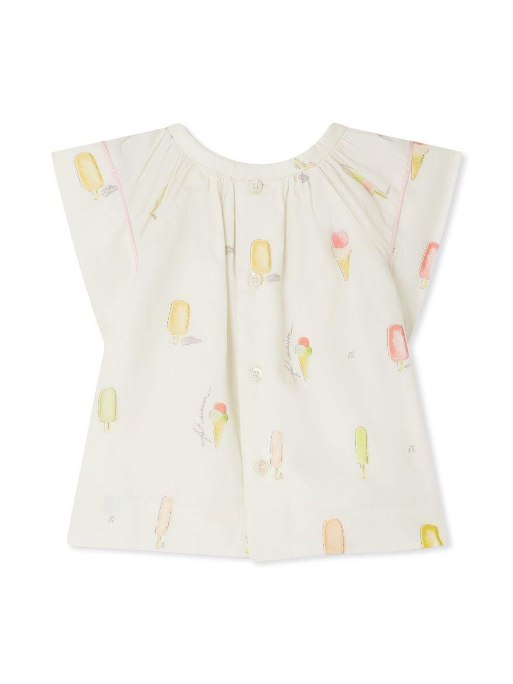 Blusa Alisia per neonata Bonpoint bianco con stampa grafica all - over - Rubino Kids