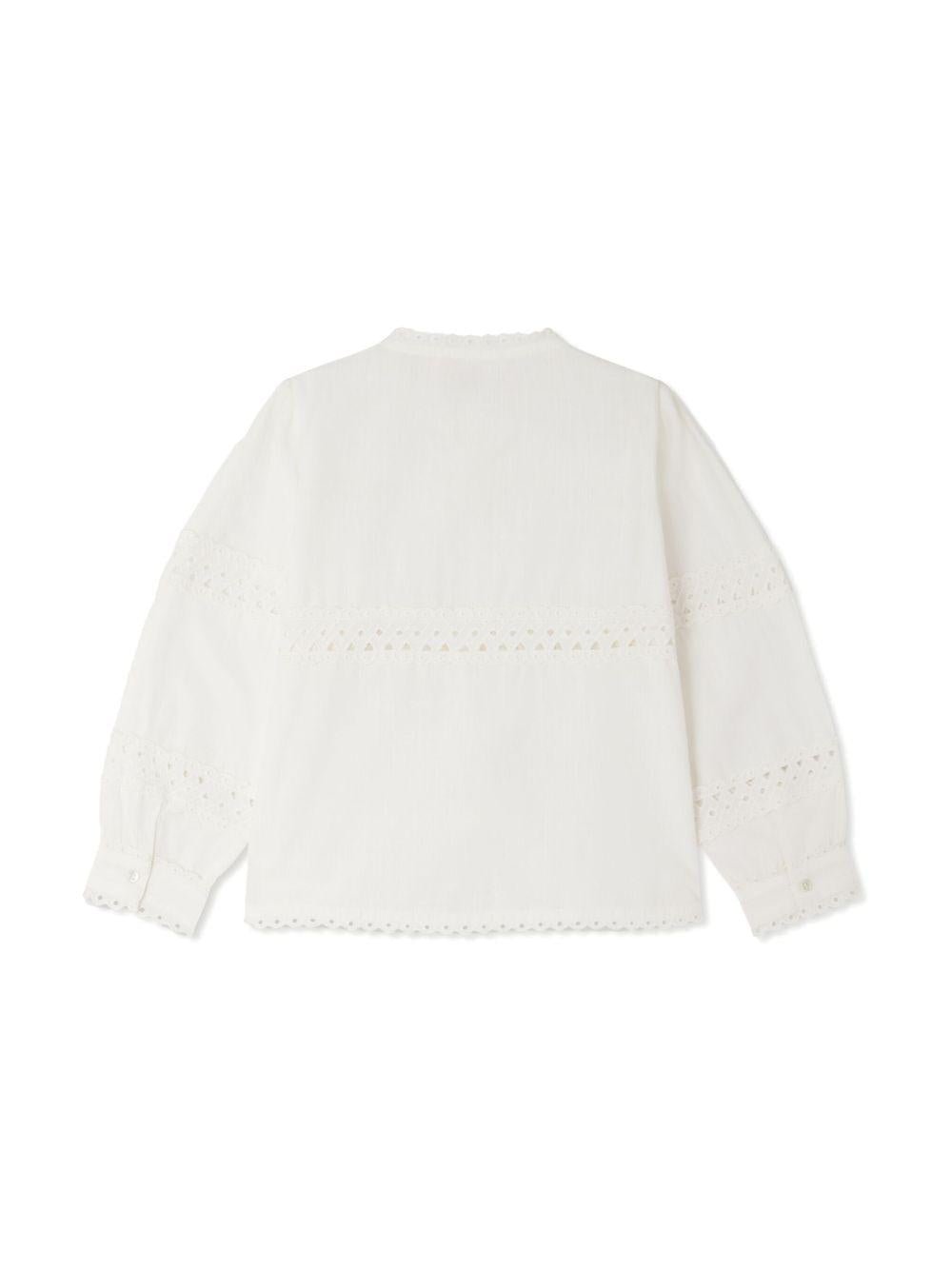Blusa Elyah per bambina Bonpoint bianco con maniche lunghe - Rubino Kids