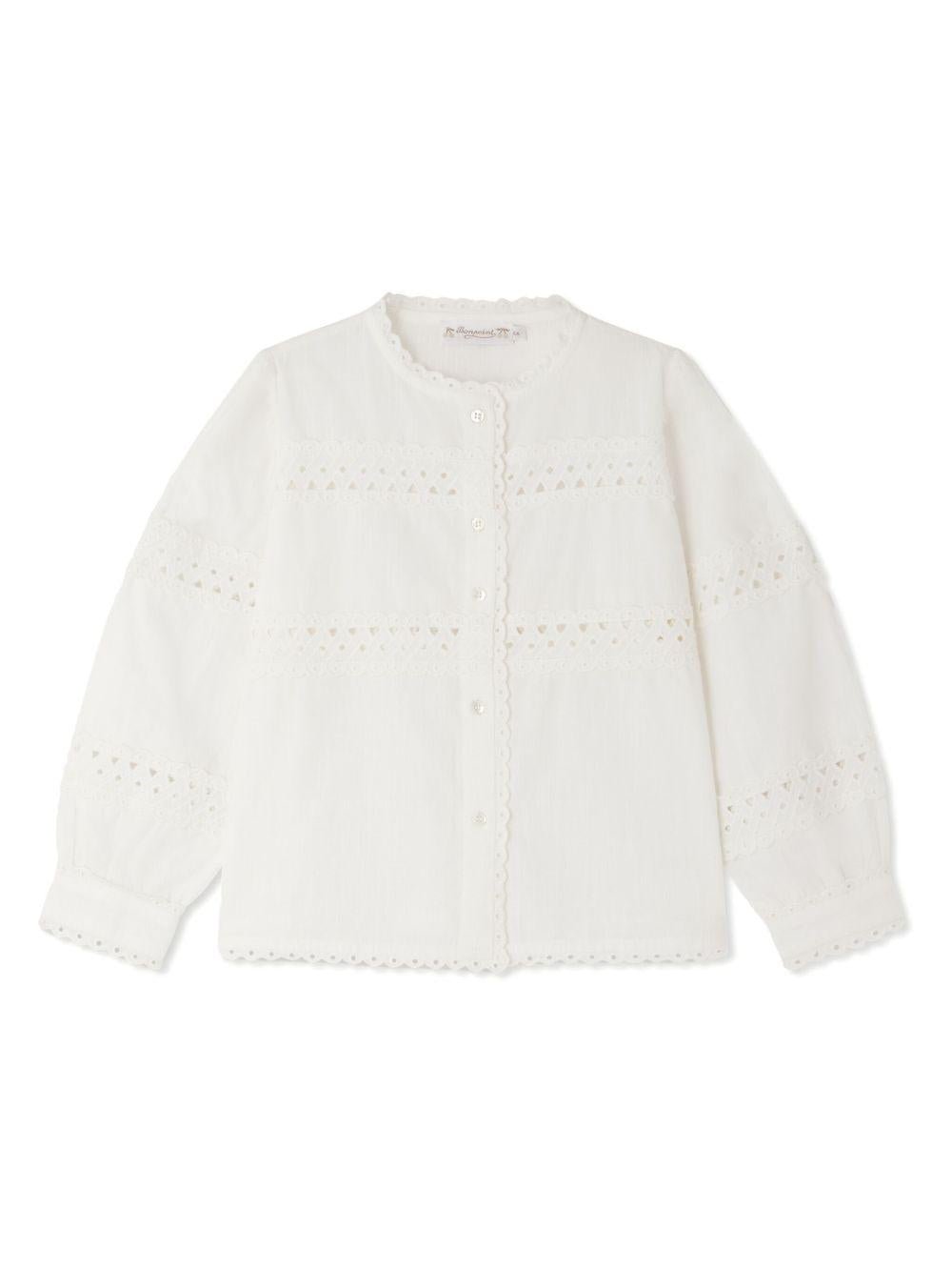 Blusa Elyah per bambina Bonpoint bianco con maniche lunghe - Rubino Kids