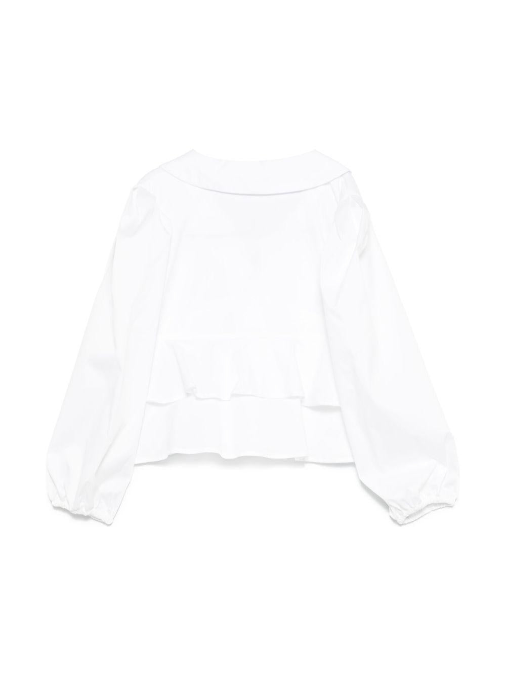 Blusa in popeline per bambina MSGM Kids bianco con orli elasticizzati - Rubino Kids