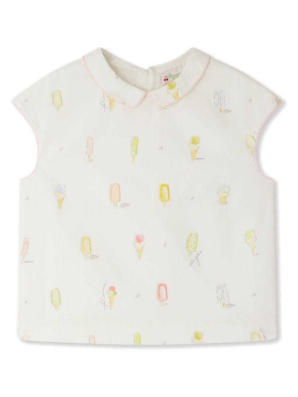 Blusa per bambina Bonpoint Elivia bianco con stampa grafica - Rubino Kids
