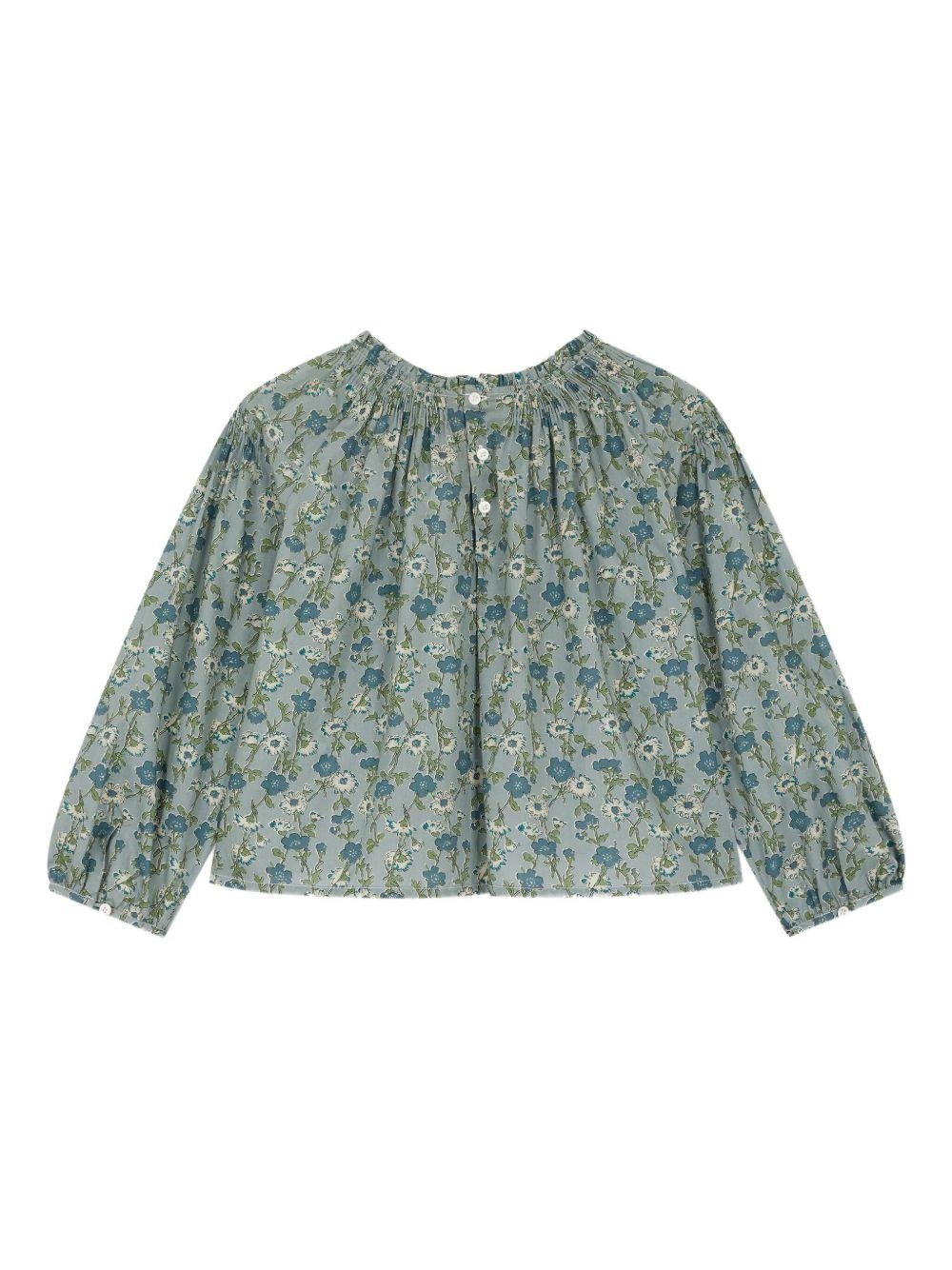 Blusa per bambina Bonpoint verde con stampa a fiori - Rubino Kids