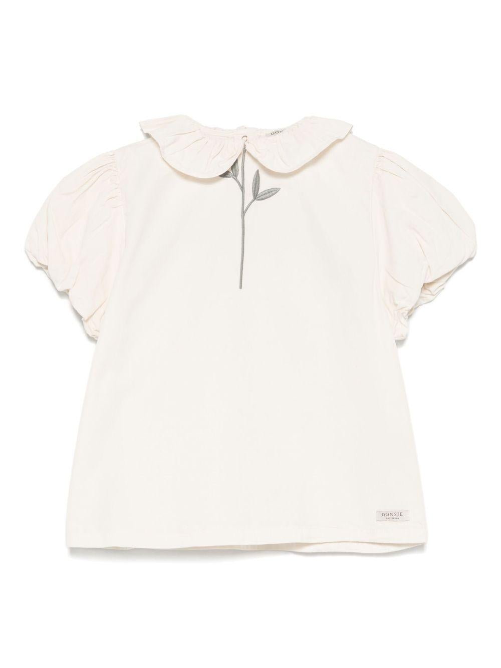Blusa per bambina Donsje Sennie beige con dettaglio con ruches - Rubino Kids