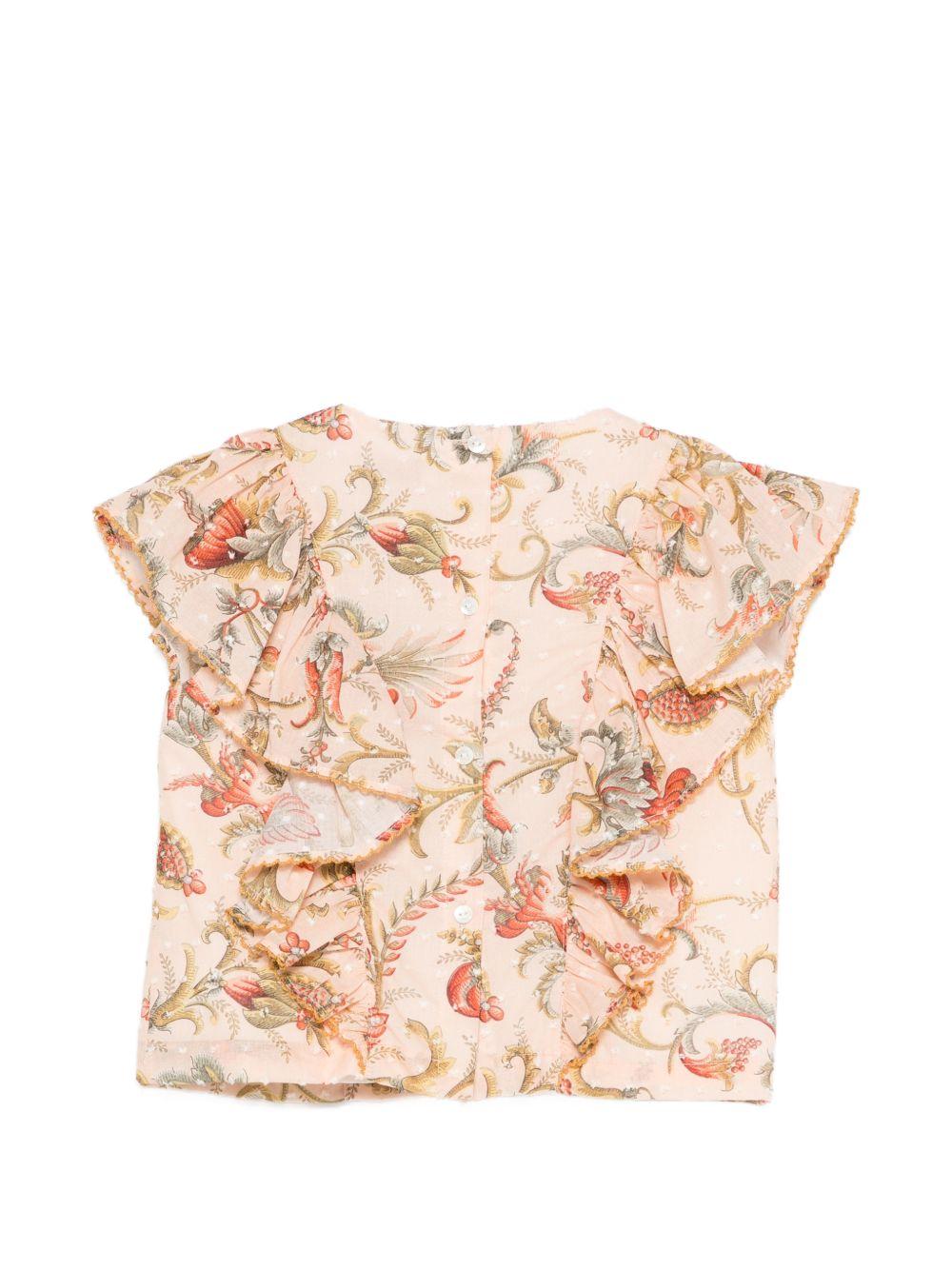 Blusa per bambina Etro Kids arancione chiaro con stampa a fiori - Rubino Kids