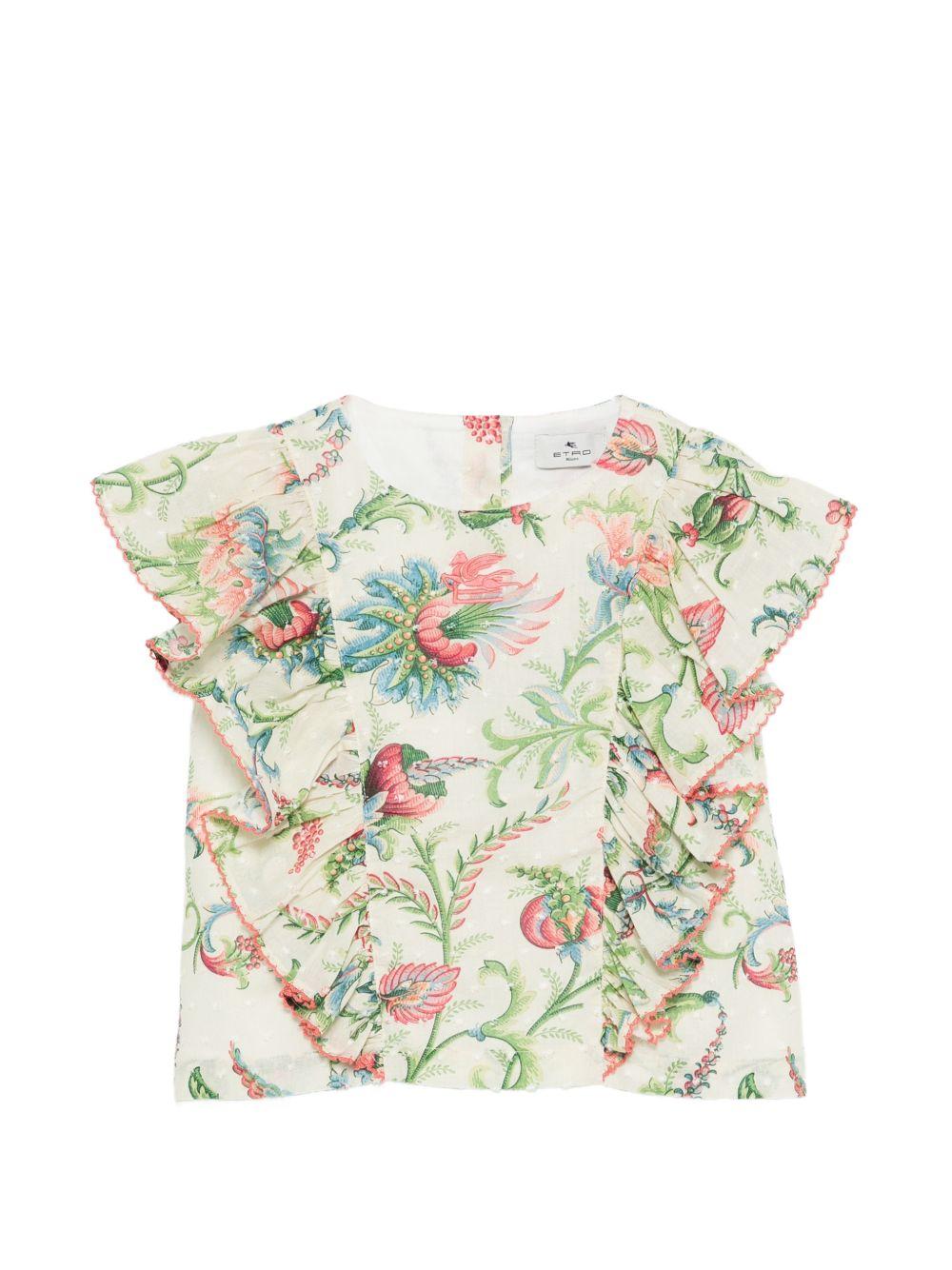 Blusa per bambina Etro Kids beige con stampa floreale - Rubino Kids