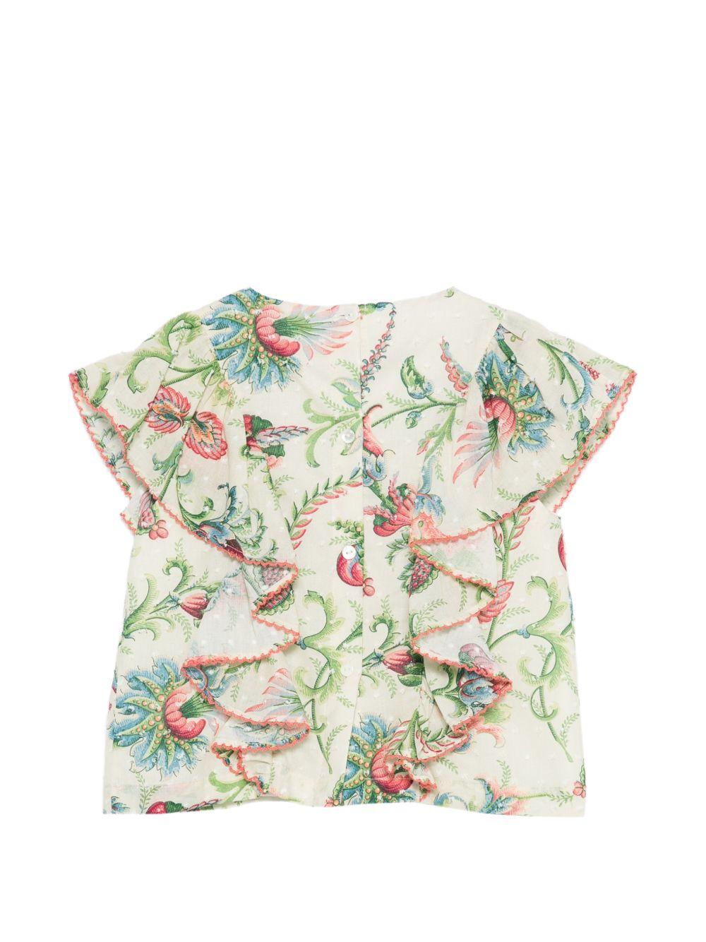 Blusa per bambina Etro Kids beige con stampa floreale - Rubino Kids
