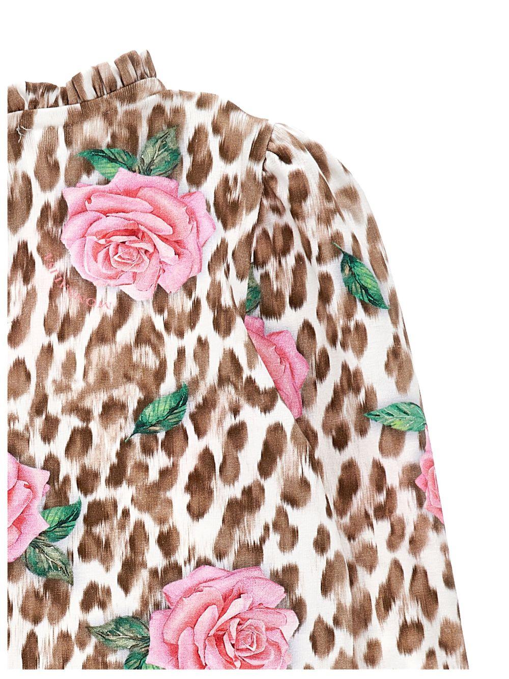 Blusa per bambina Monnalisa animalier con stampa a fiori - Rubino Kids