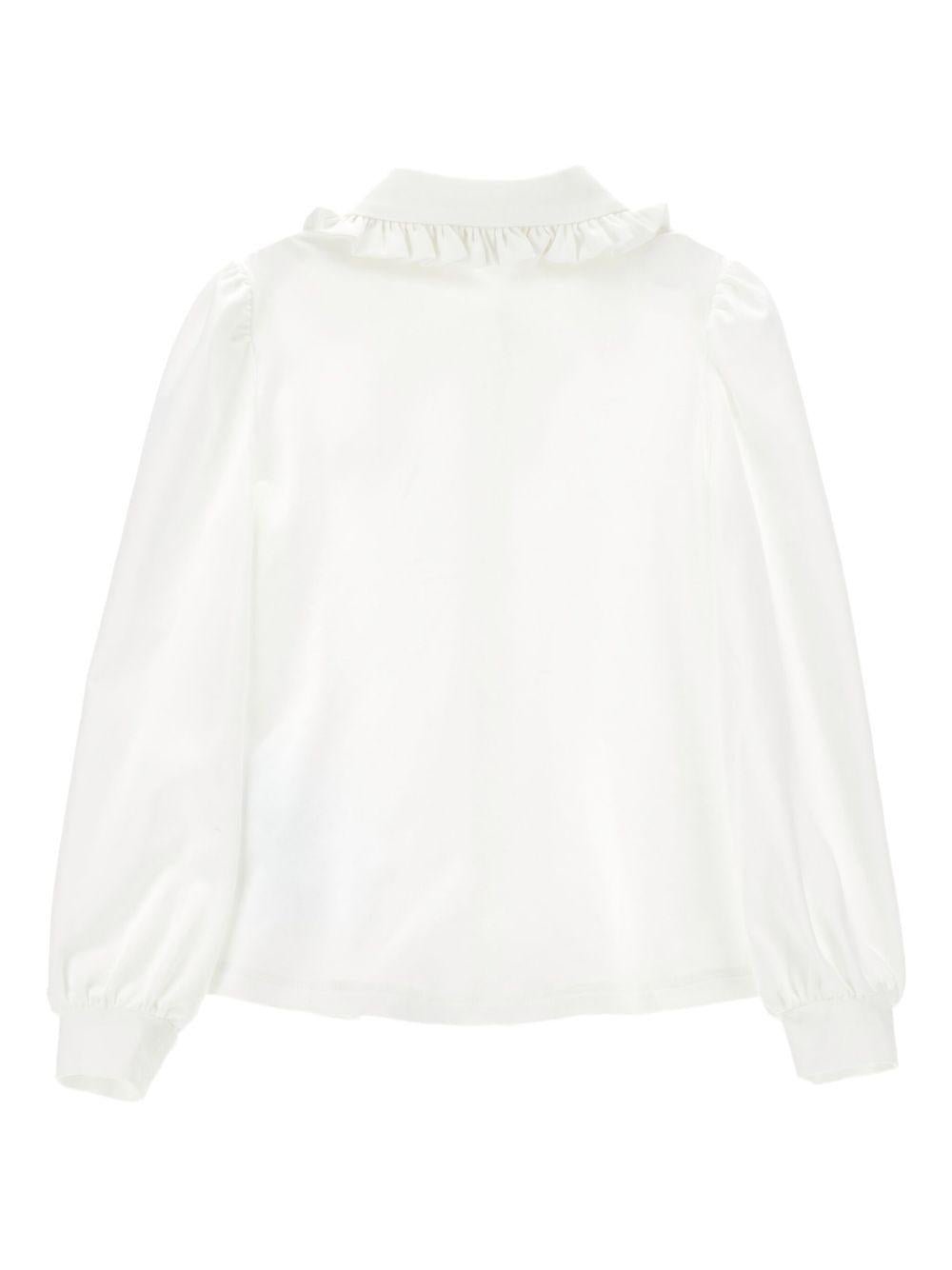 Blusa per bambina Monnalisa bianca con ruches - Rubino Kids