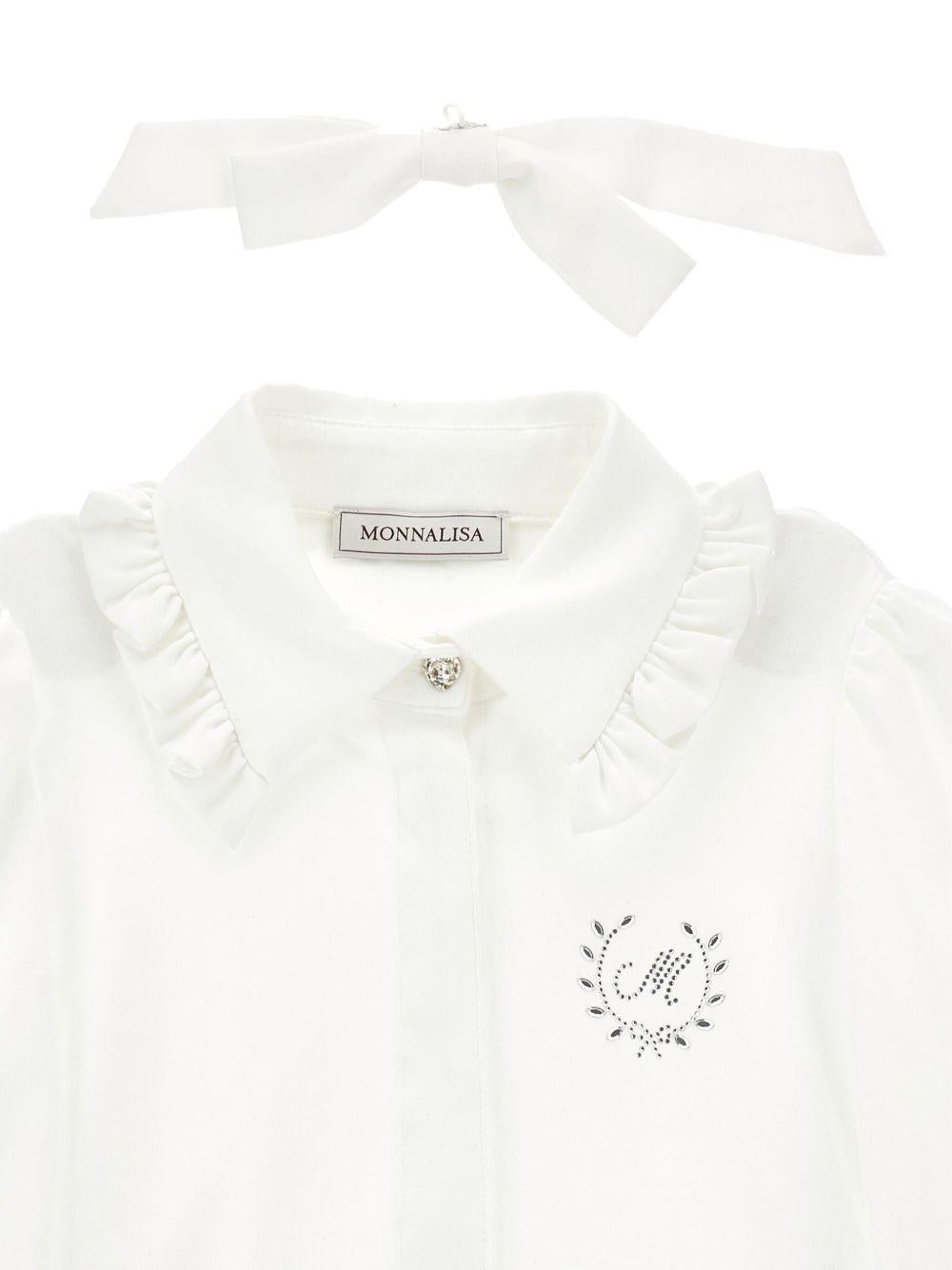 Blusa per bambina Monnalisa bianca con ruches - Rubino Kids