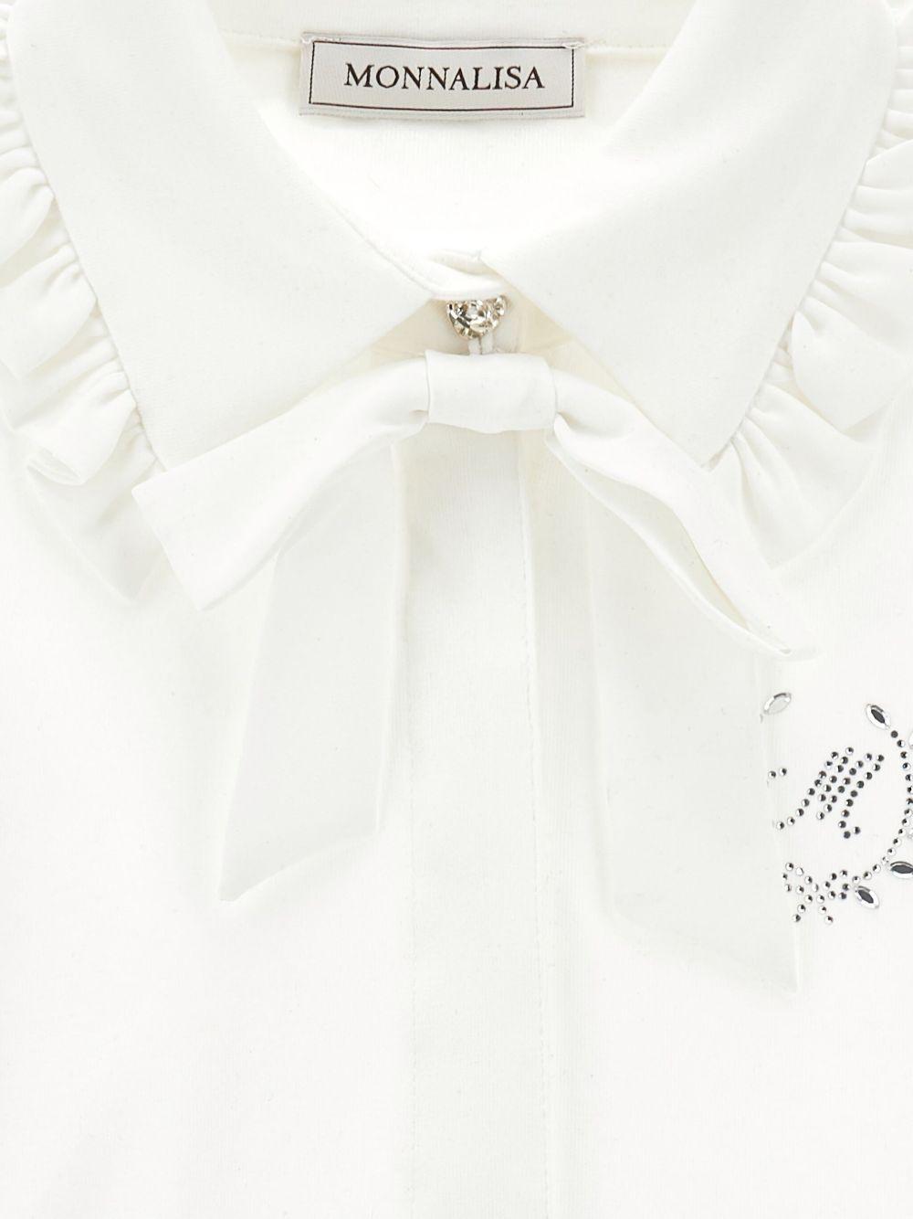 Blusa per bambina Monnalisa bianca con ruches - Rubino Kids
