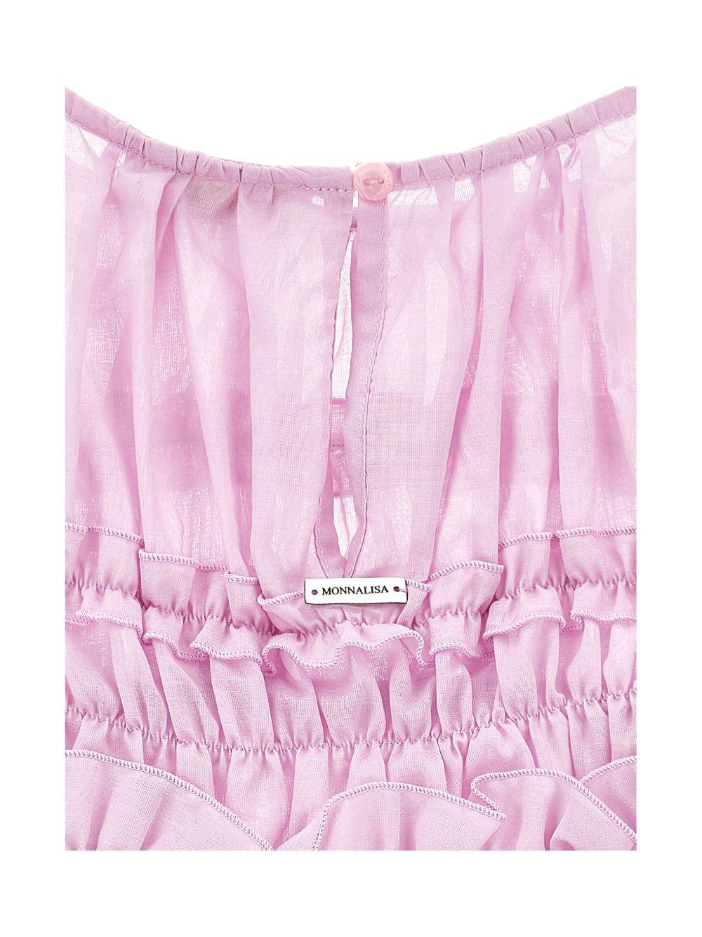 Blusa per bambina Monnalisa rosa con dettagli con ruches - Rubino Kids