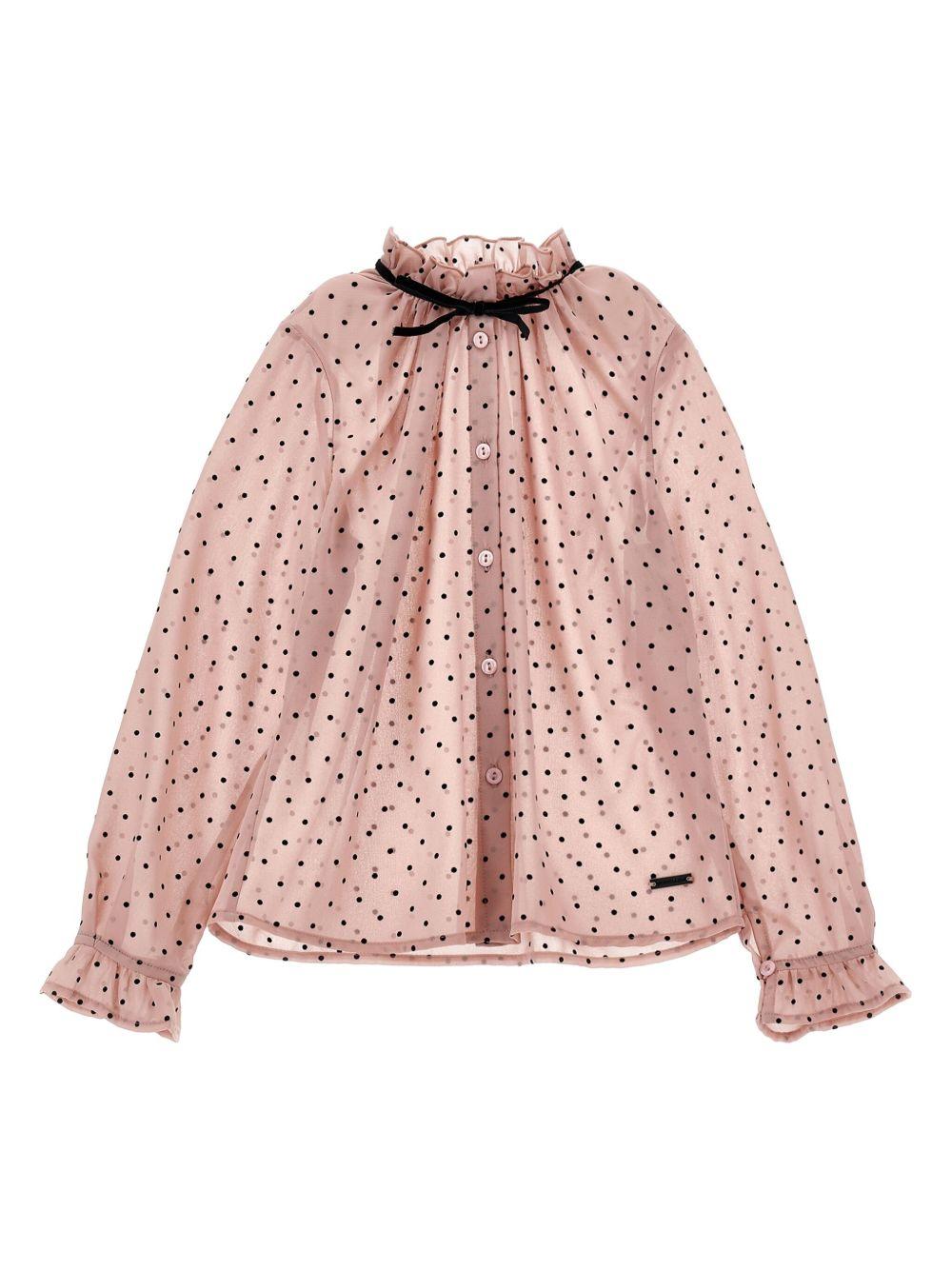 Blusa per bambina Monnalisa rosa con motivo a pois - Rubino Kids