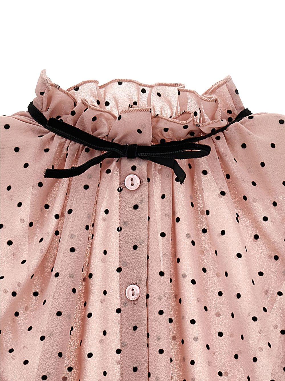 Blusa per bambina Monnalisa rosa con motivo a pois - Rubino Kids
