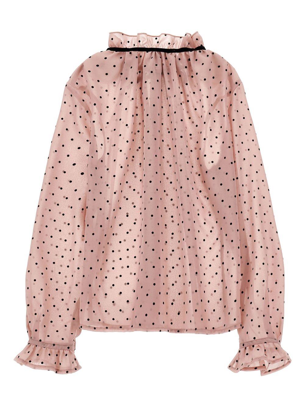 Blusa per bambina Monnalisa rosa con motivo a pois - Rubino Kids
