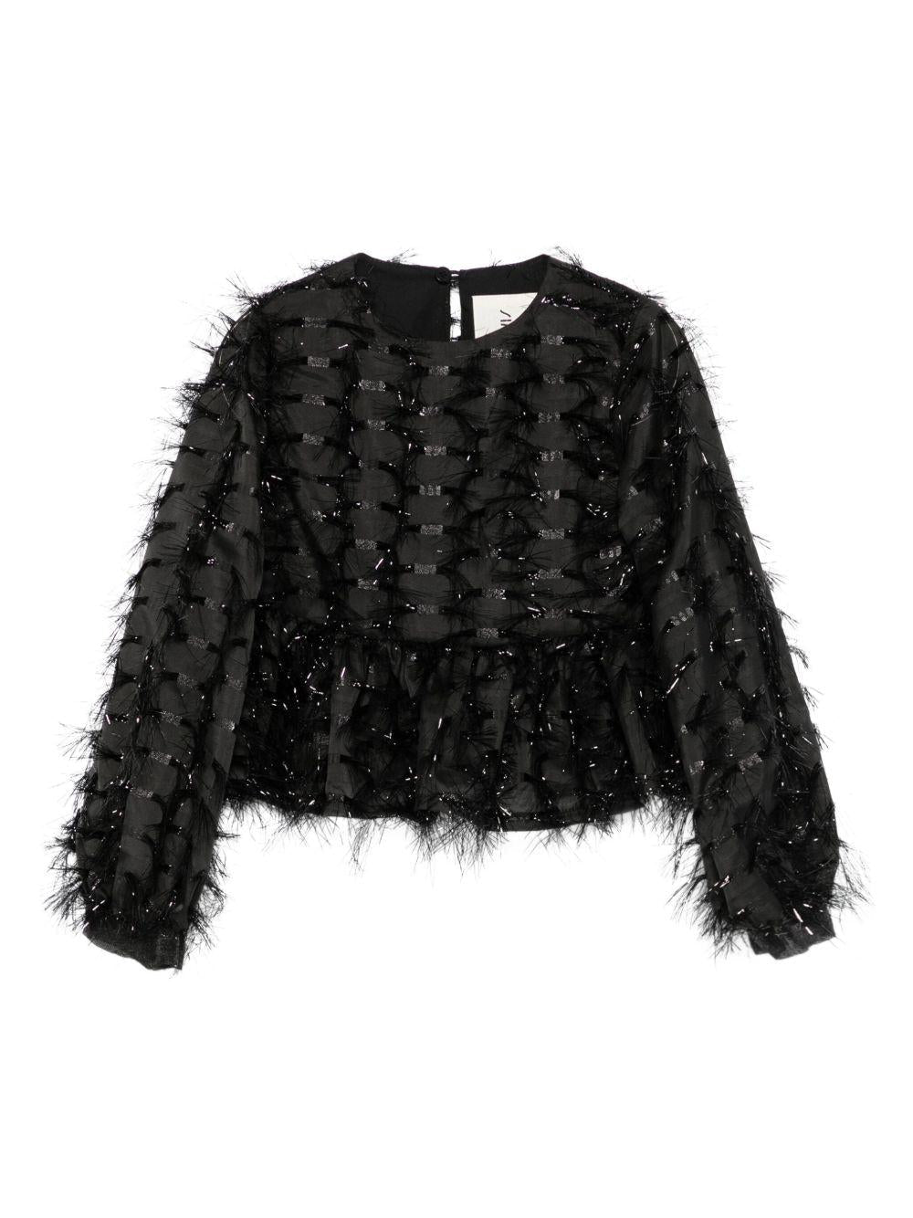 Blusa per bambina Simonetta nera con volant - Rubino Kids