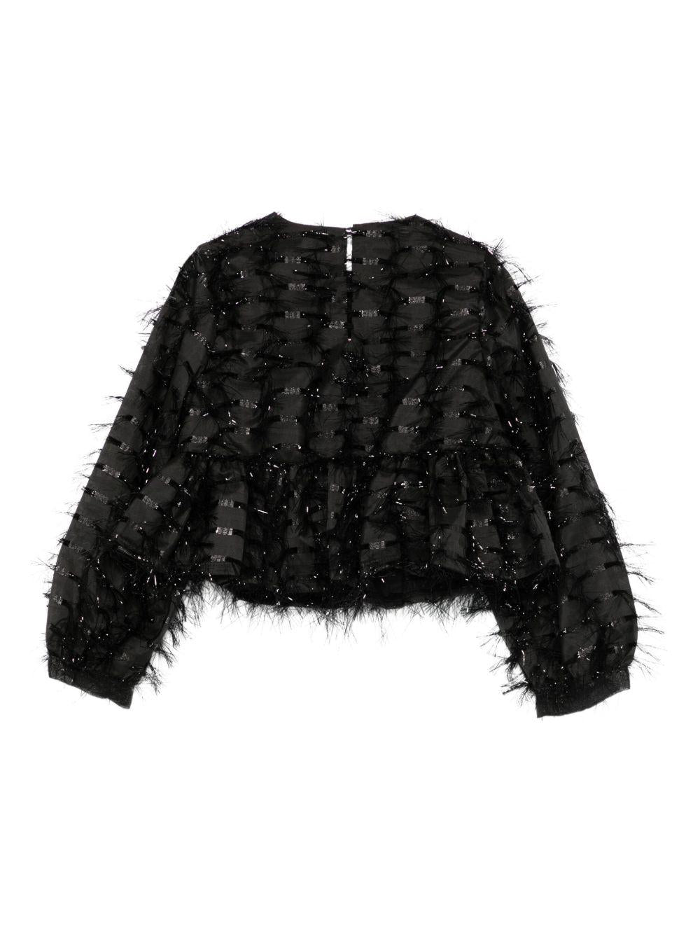 Blusa per bambina Simonetta nera con volant - Rubino Kids