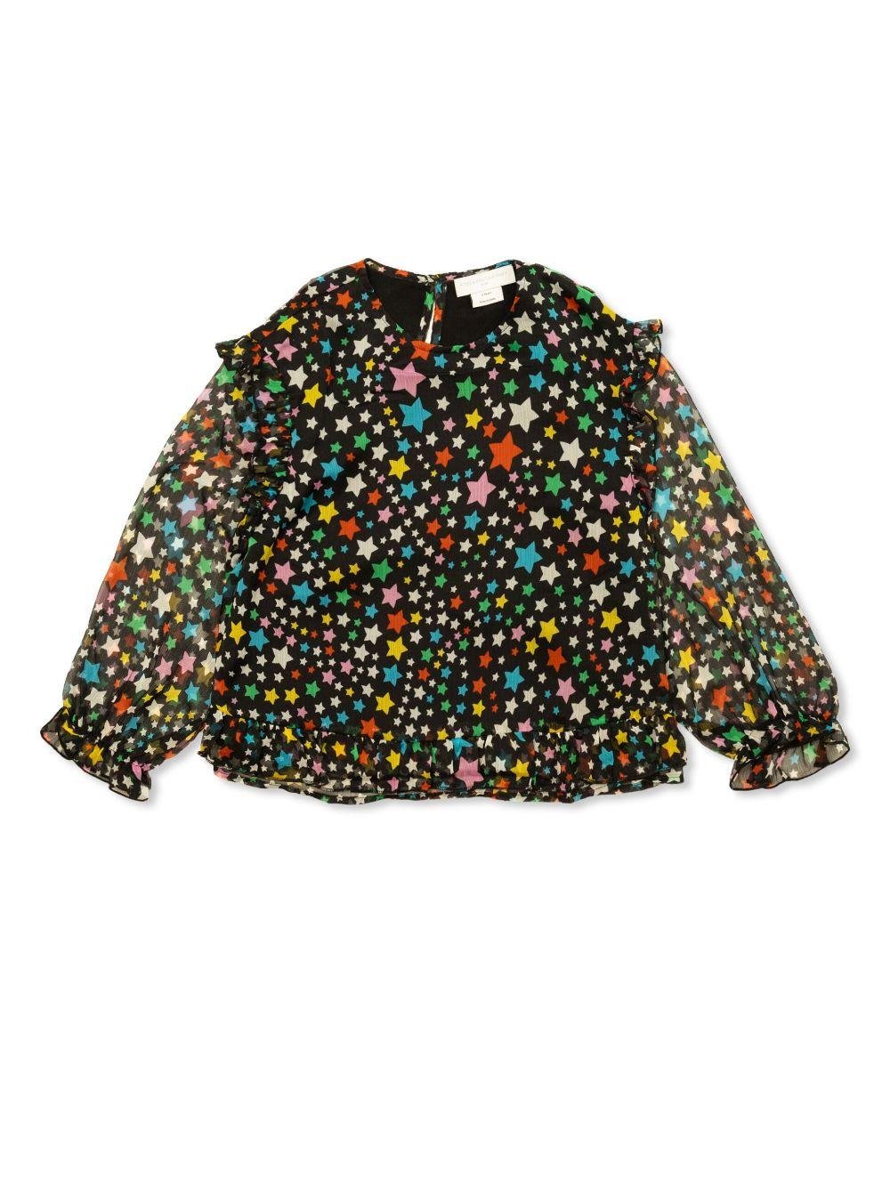 Blusa per bambina Stella McCartney Kids nero con trama effetto crêpe - Rubino Kids