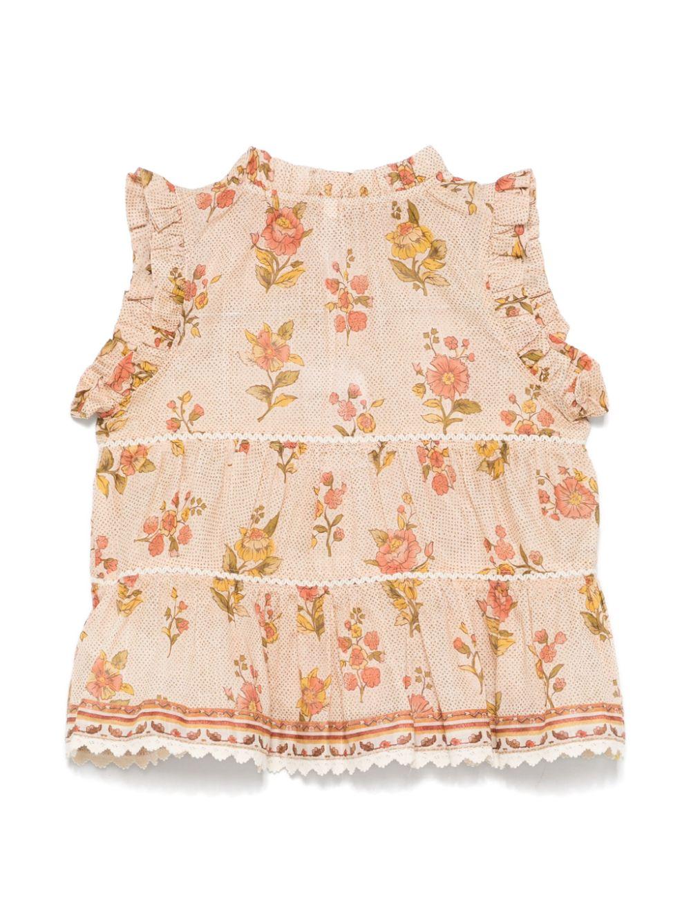Blusa per bambina Zimmermann Kids beige con stampa floreale - Rubino Kids