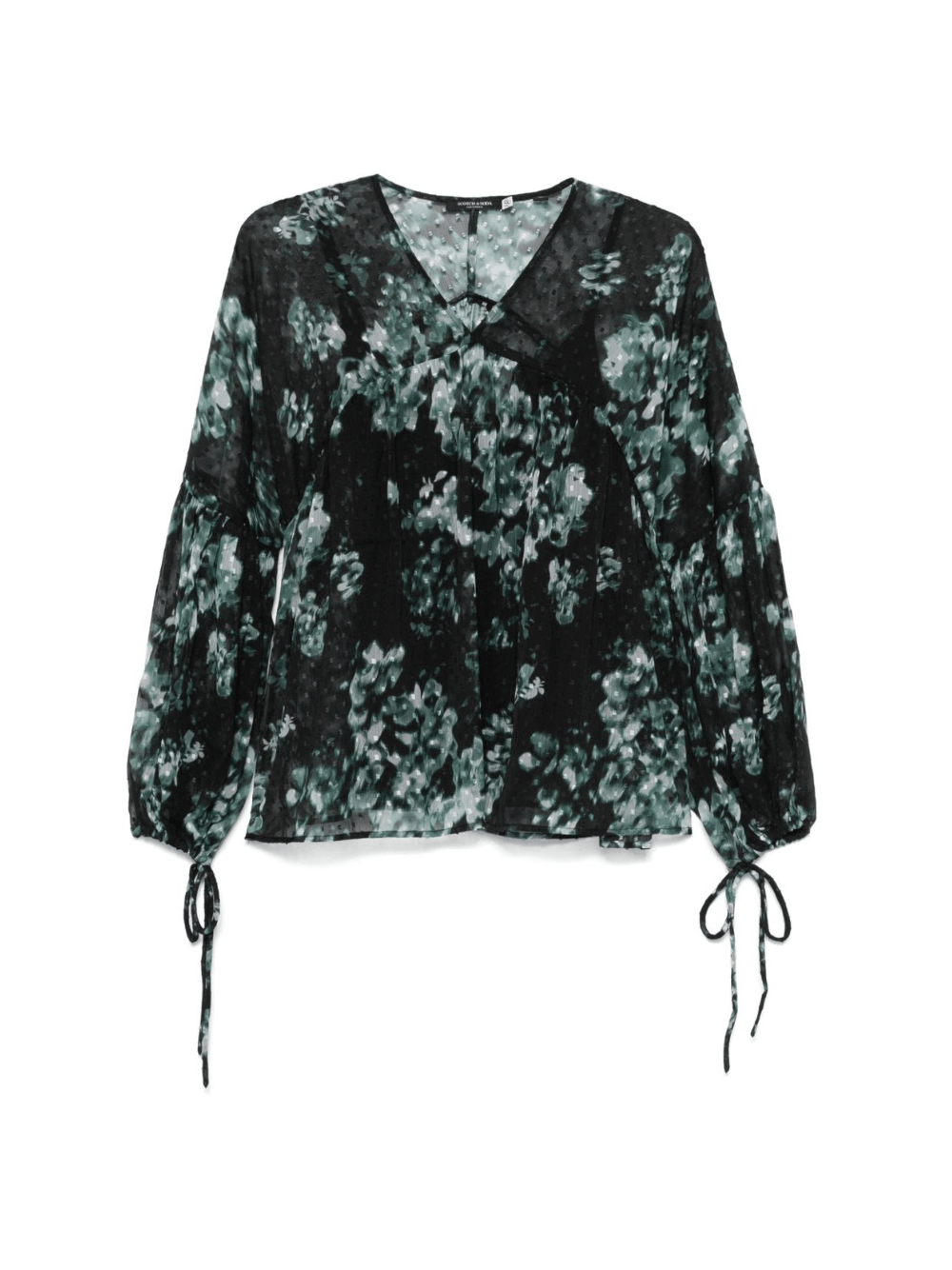 Blusa per donna Scotch & Soda Fil Coupe nero con scollo a V - Rubino Kids