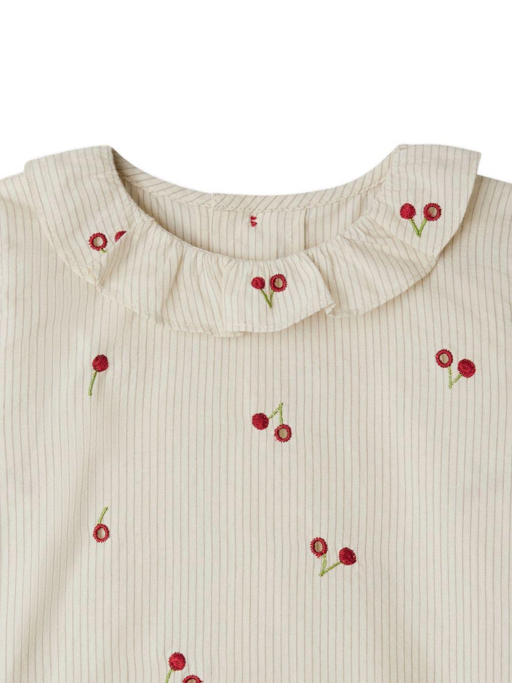 Blusa per neonata Bonpoint bianco con ricamo con ciliegie - Rubino Kids
