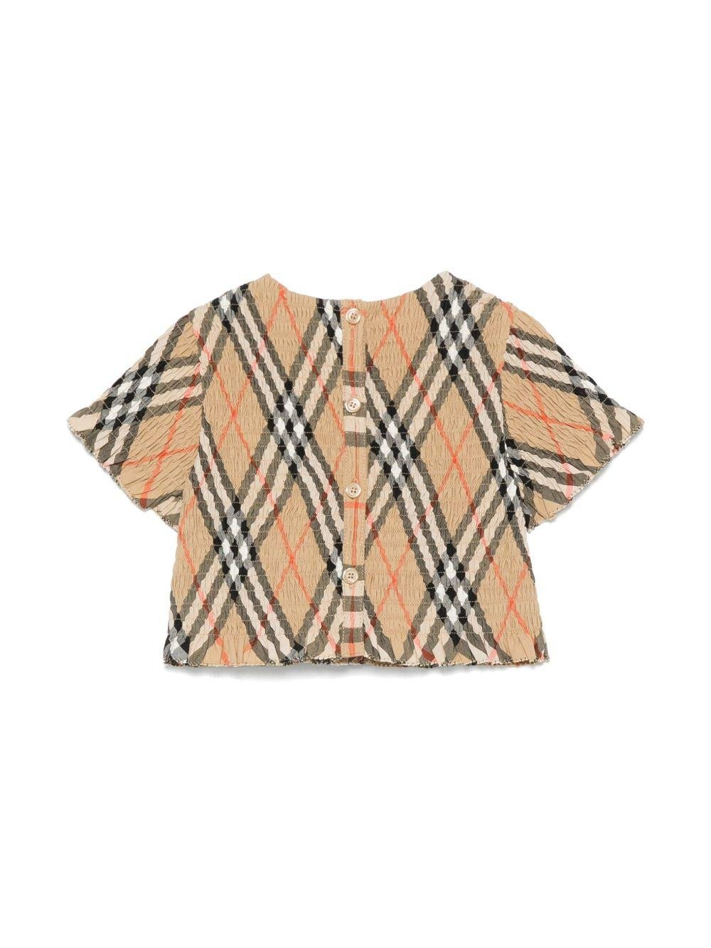 Blusa per neonata Burberry Kids Madeline beige con motivo Vintage Check - Rubino Kids