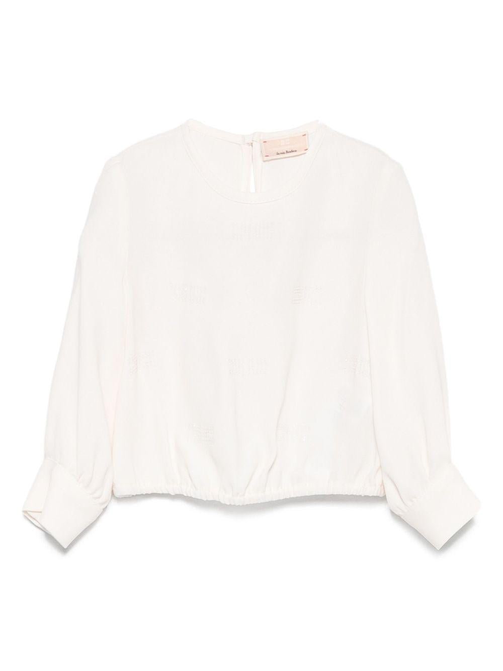 Blusa per neonata Elisabetta Franchi La Mia Bambina bianca con maniche a palloncino - Rubino Kids