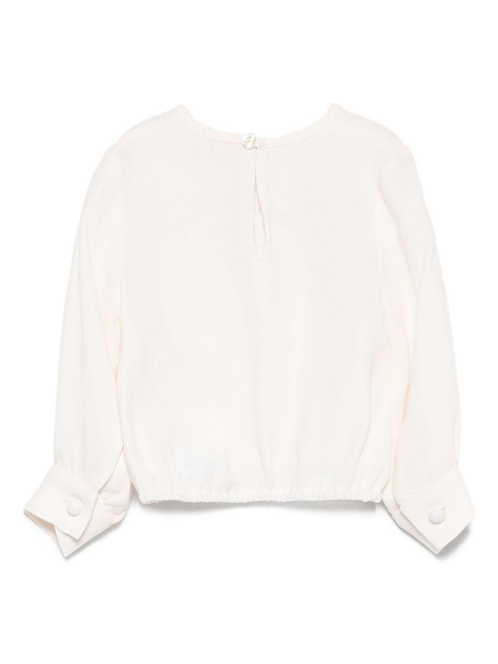 Blusa per neonata Elisabetta Franchi La Mia Bambina bianca con maniche a palloncino - Rubino Kids