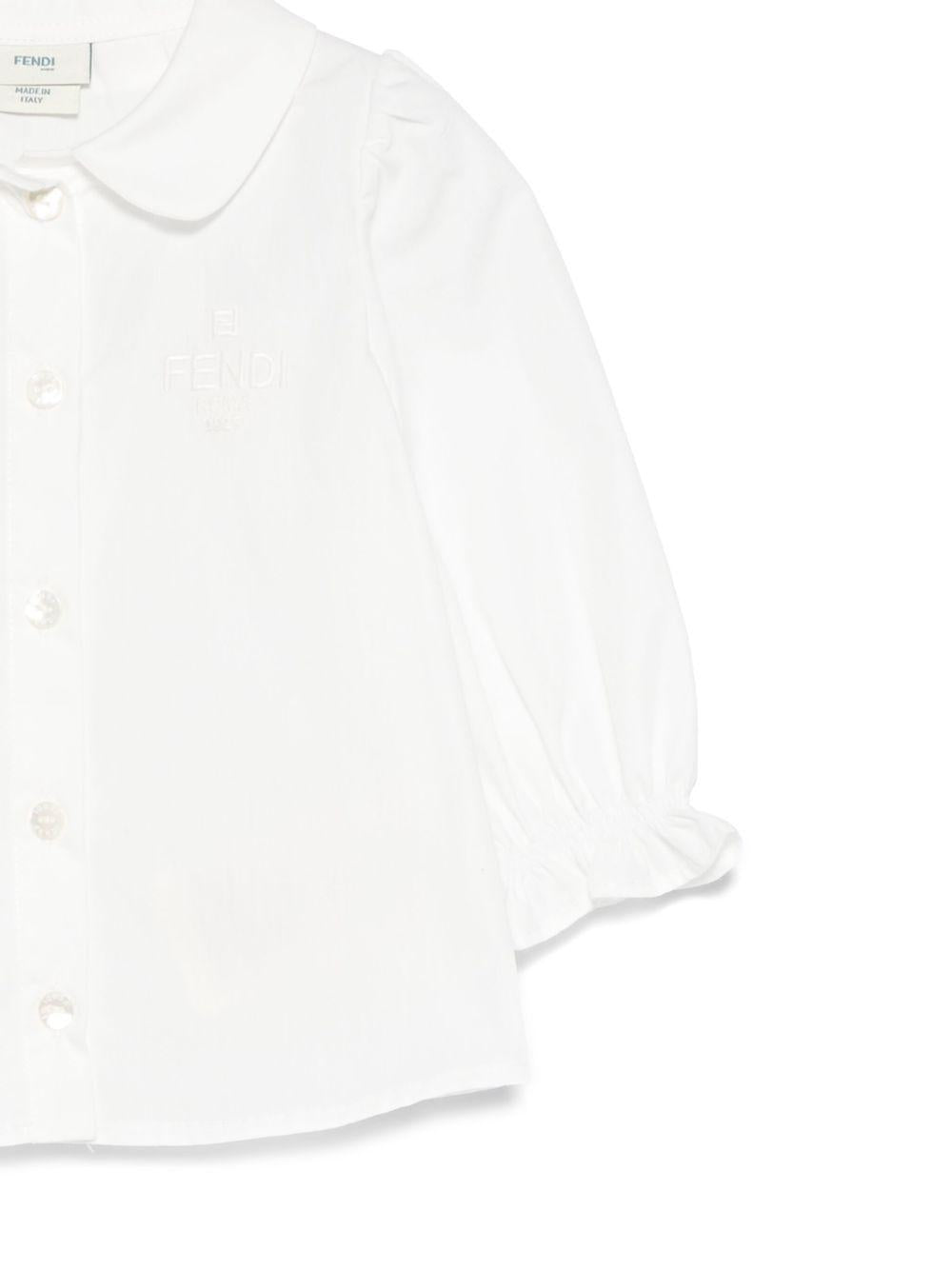 Blusa per neonata Fendi Kids bianco con maniche lunghe a palloncino - Rubino Kids