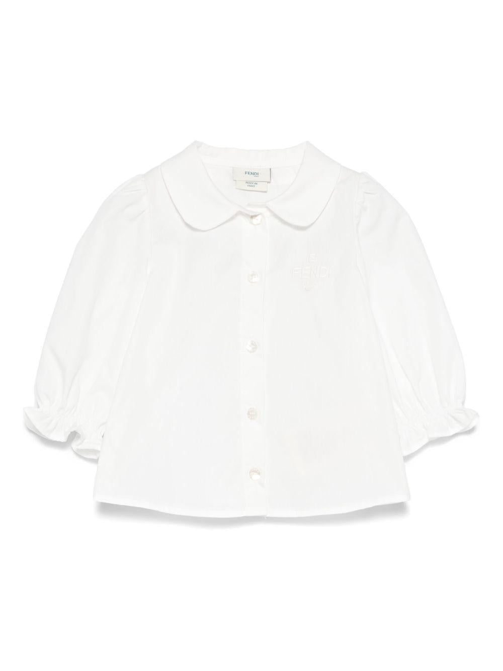 Blusa per neonata Fendi Kids bianco con maniche lunghe a palloncino - Rubino Kids
