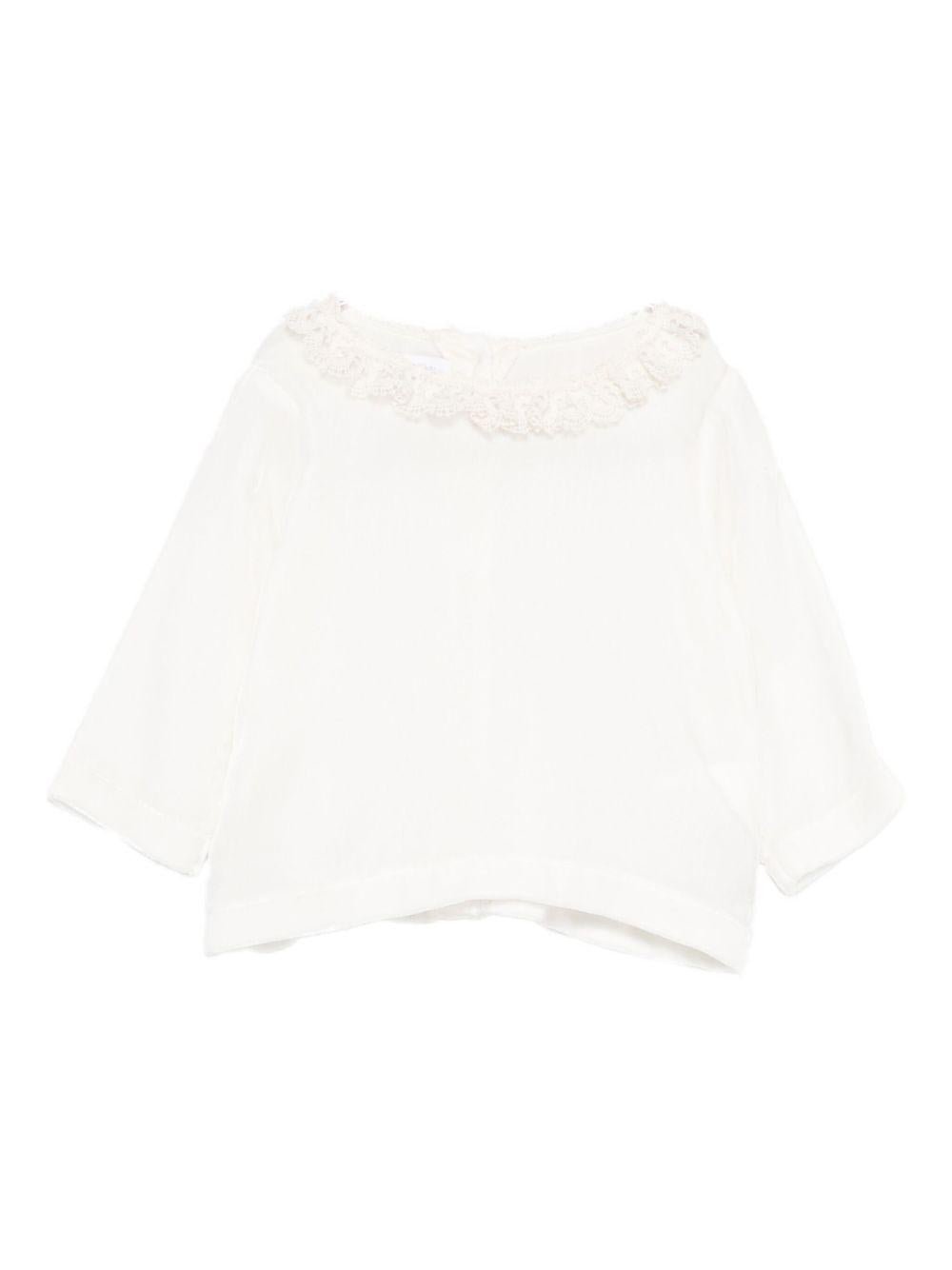 Blusa per neonata Jesurum Baby bianca con colletto in pizzo - Rubino Kids