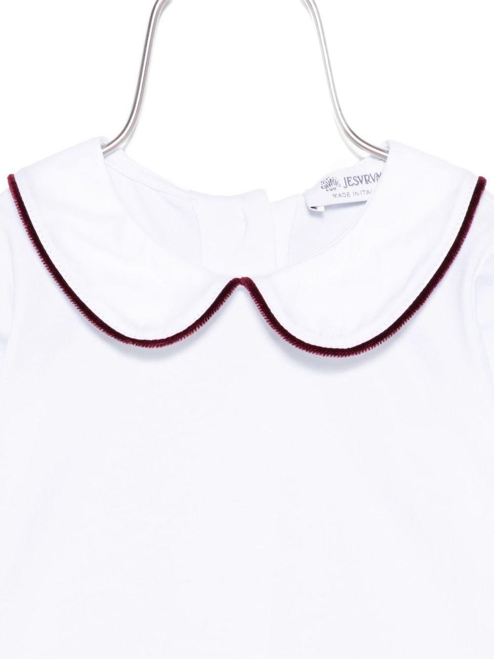 Blusa per neonati Jesurum Baby bianca con colletto con dettaglio rosso - Rubino Kids