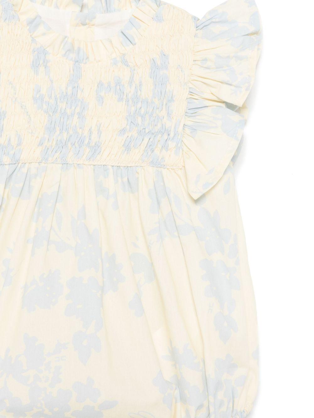 Body a fiori per neonata Elisabetta Franchi La Mia Bambina giallo con scollo increspato - Rubino Kids