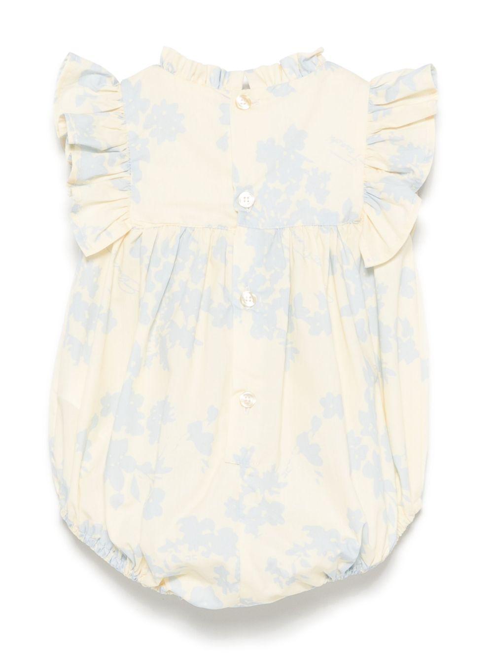 Body a fiori per neonata Elisabetta Franchi La Mia Bambina giallo con scollo increspato - Rubino Kids