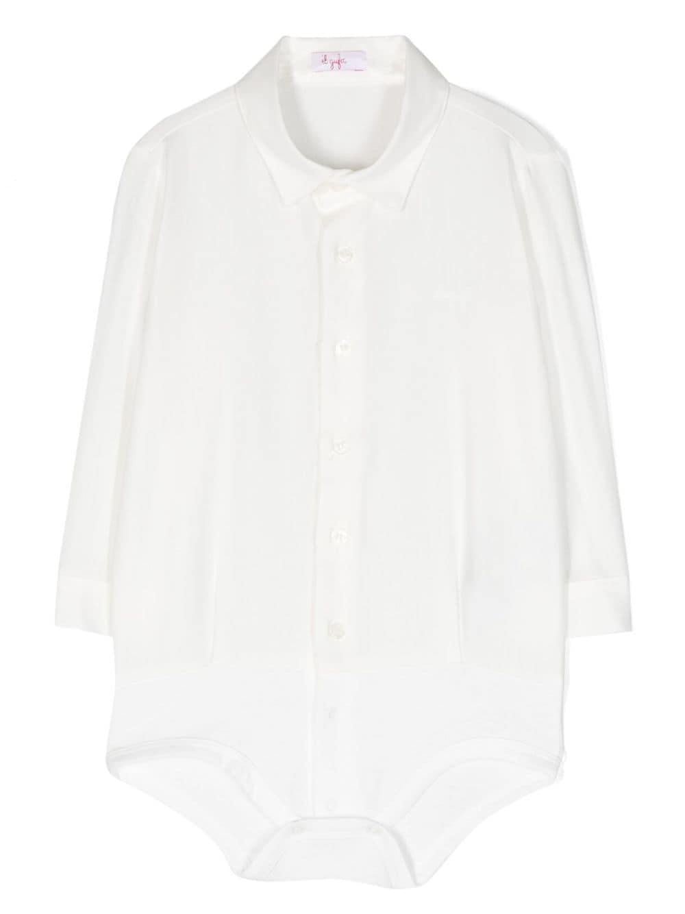 Body a maniche lunghe per neonata Il Gufo bianco con colletto classico - Rubino Kids