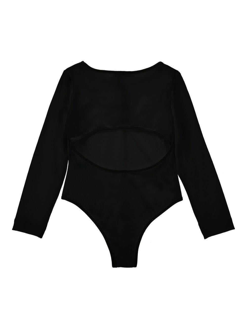 Body per bambina Monnalisa nero con scollo ampio - Rubino Kids