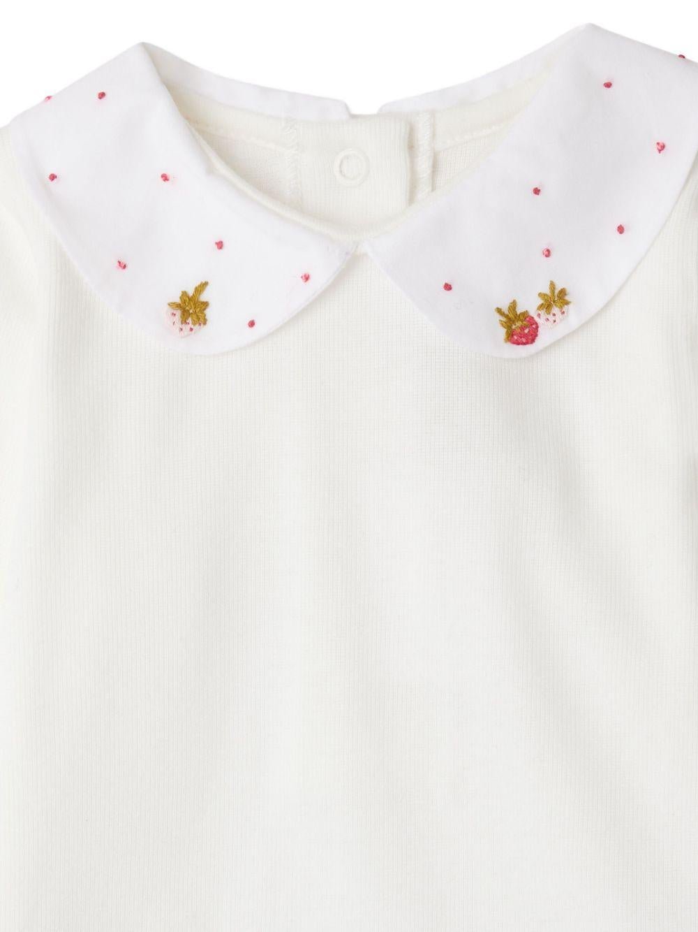 Body per neonata Bonpoint bianco con colletto ricamato - Rubino Kids